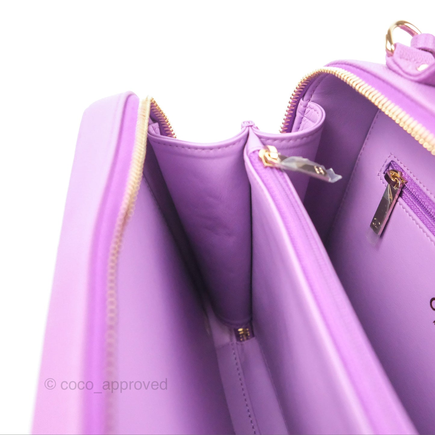 Chanel Quilted Medium CC Filigree Vanity Case Purple Caviar Gold Hardware