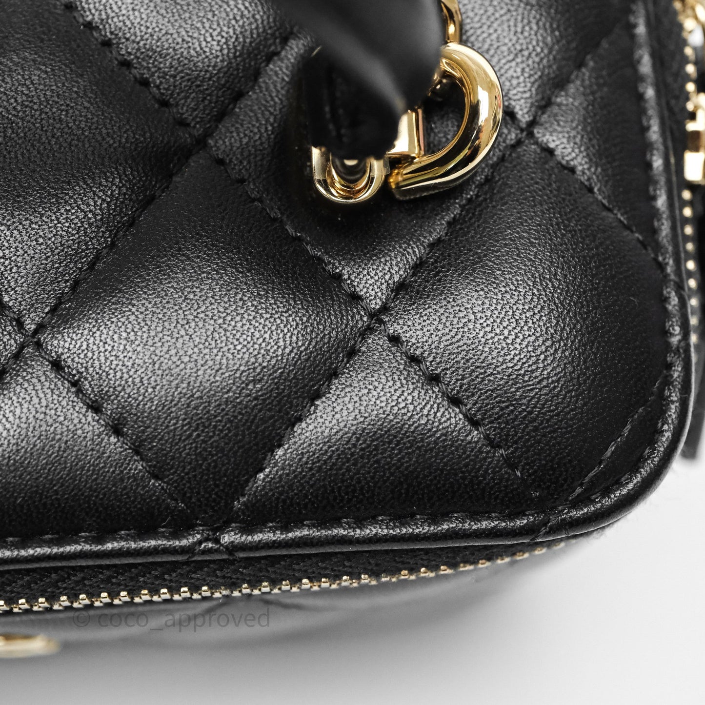 Chanel Vanity Rectangular Top Handle Black Lambskin Gold Hardware