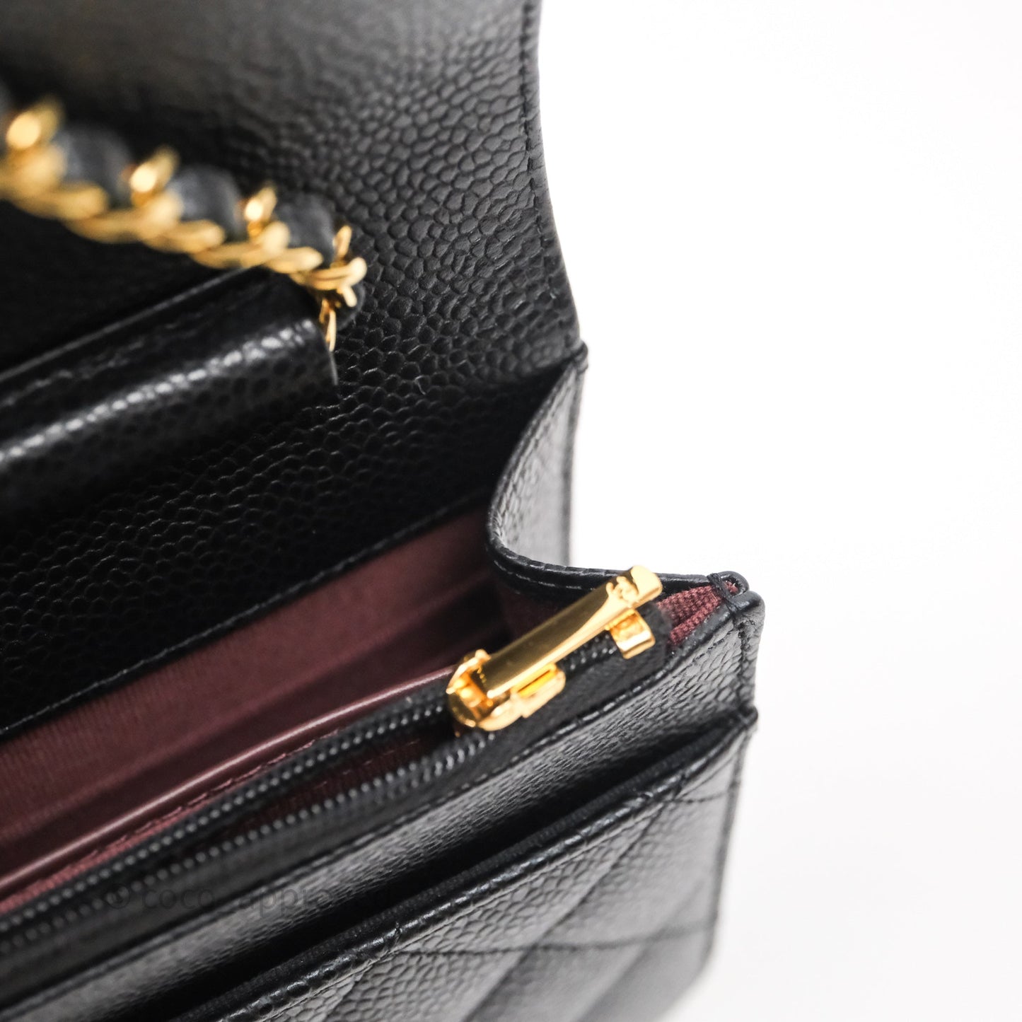 Chanel Classic Wallet On Chain WOC Quilted Black Caviar Gold Hardware
