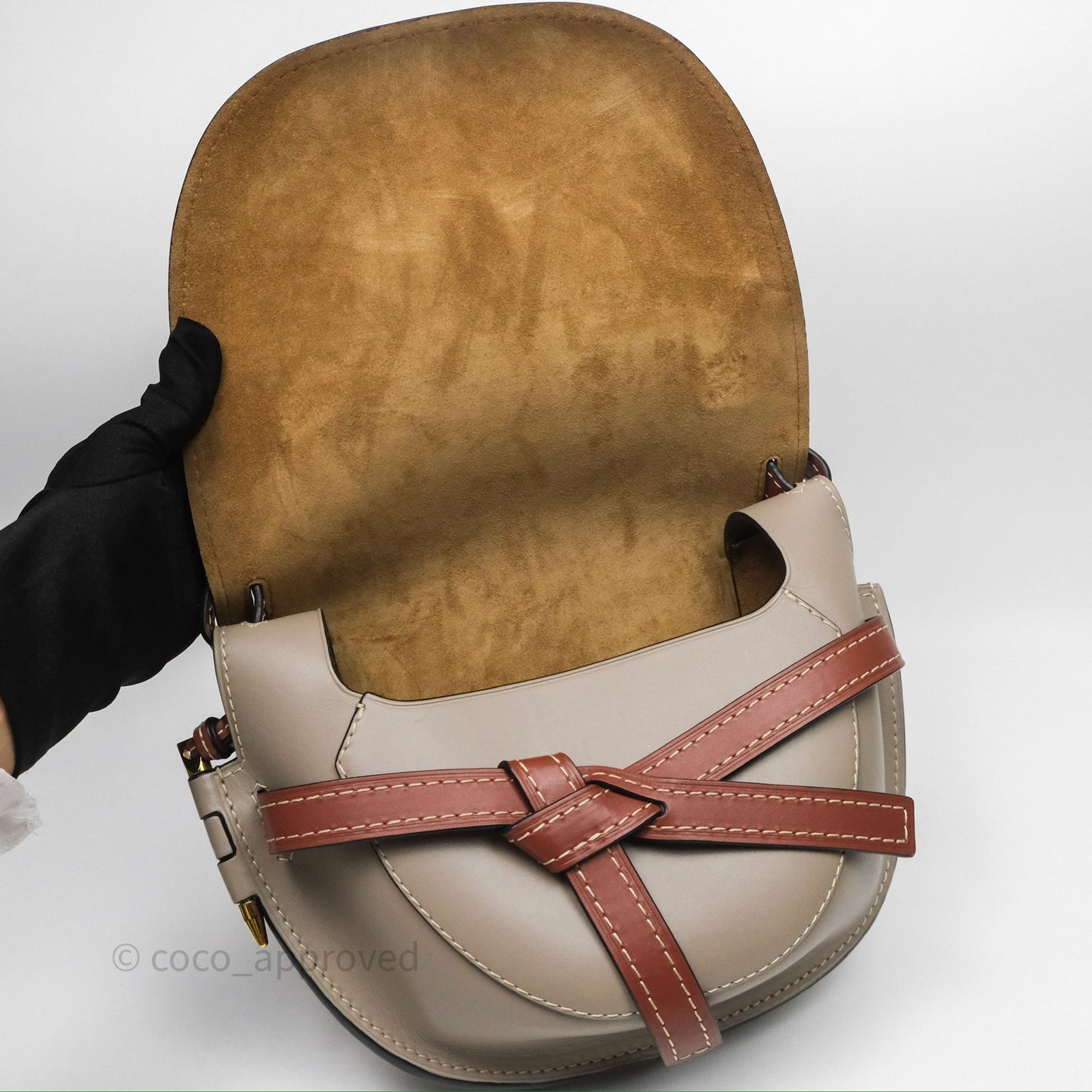 Loewe Small Gate Bag Smooth Calfskin Amber/Light Grey/Rust