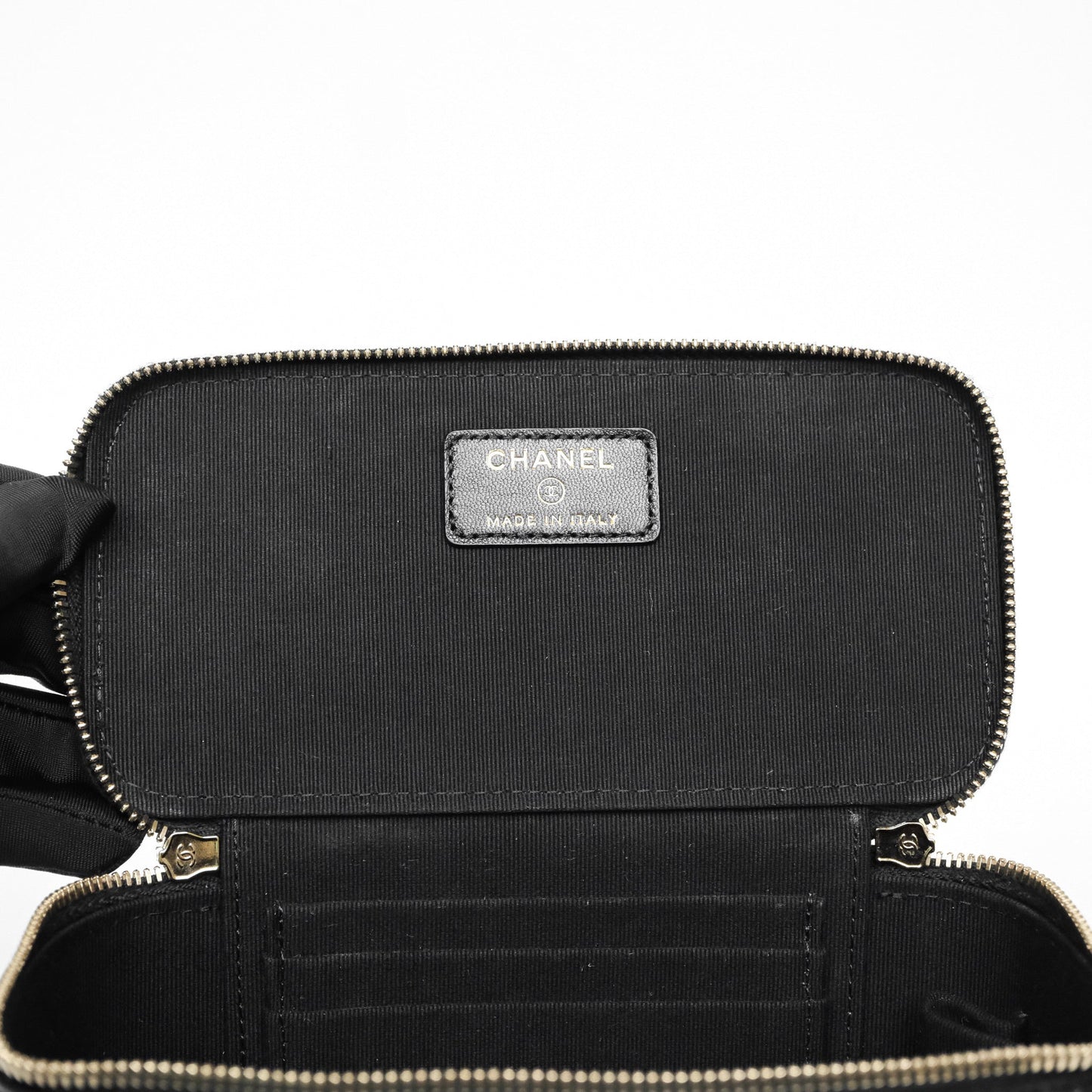 Chanel Vanity Rectangular Top Handle Black Lambskin Gold Hardware