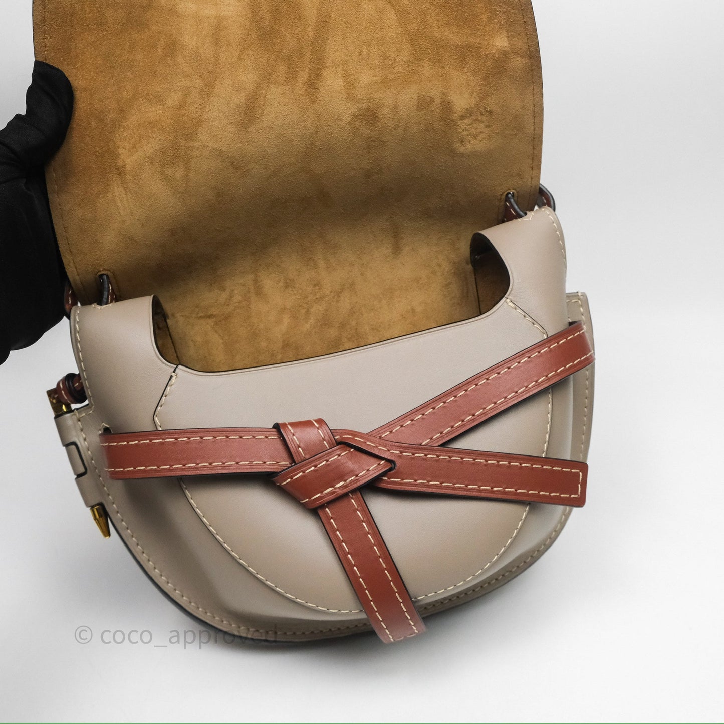 Loewe Small Gate Bag Smooth Calfskin Amber/Light Grey/Rust