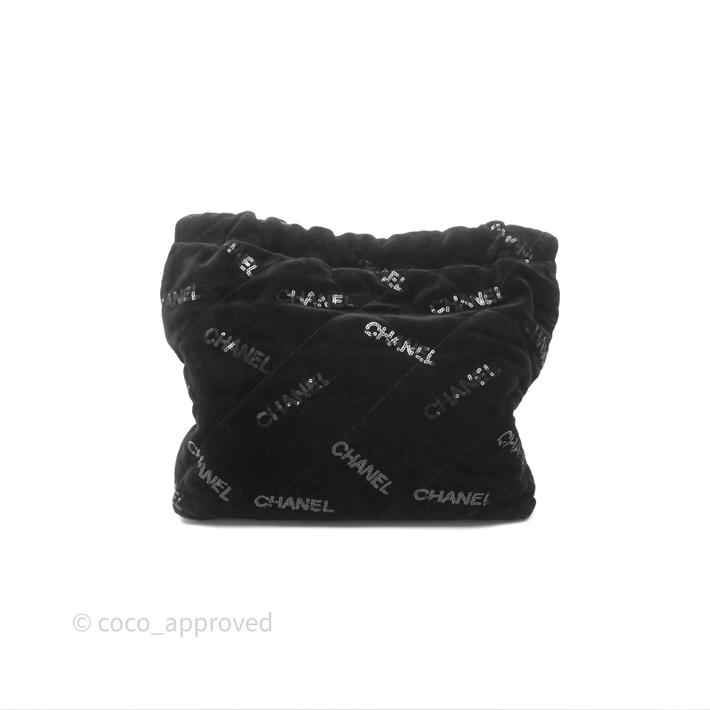Chanel 22 Small Sequins Logo Black Velvet