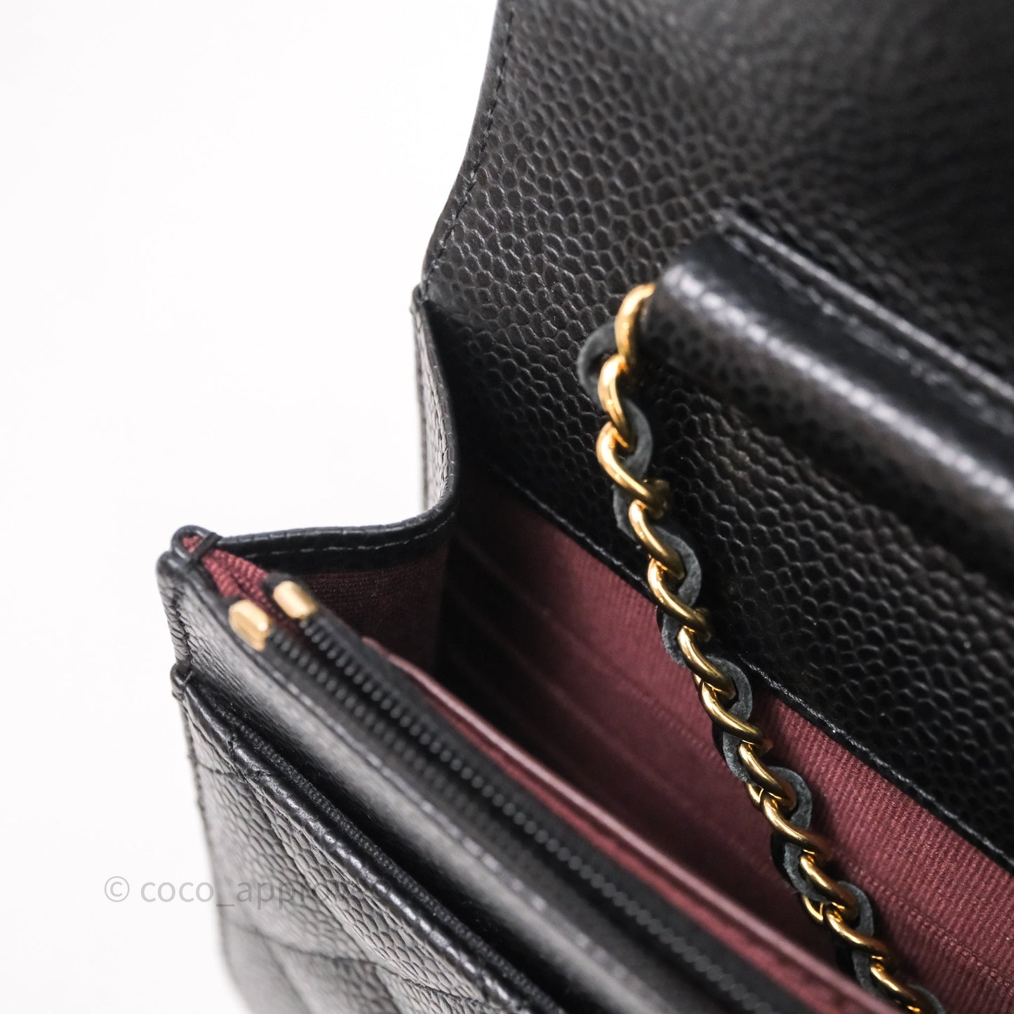 Chanel Classic Wallet On Chain WOC Quilted Black Caviar Gold Hardware