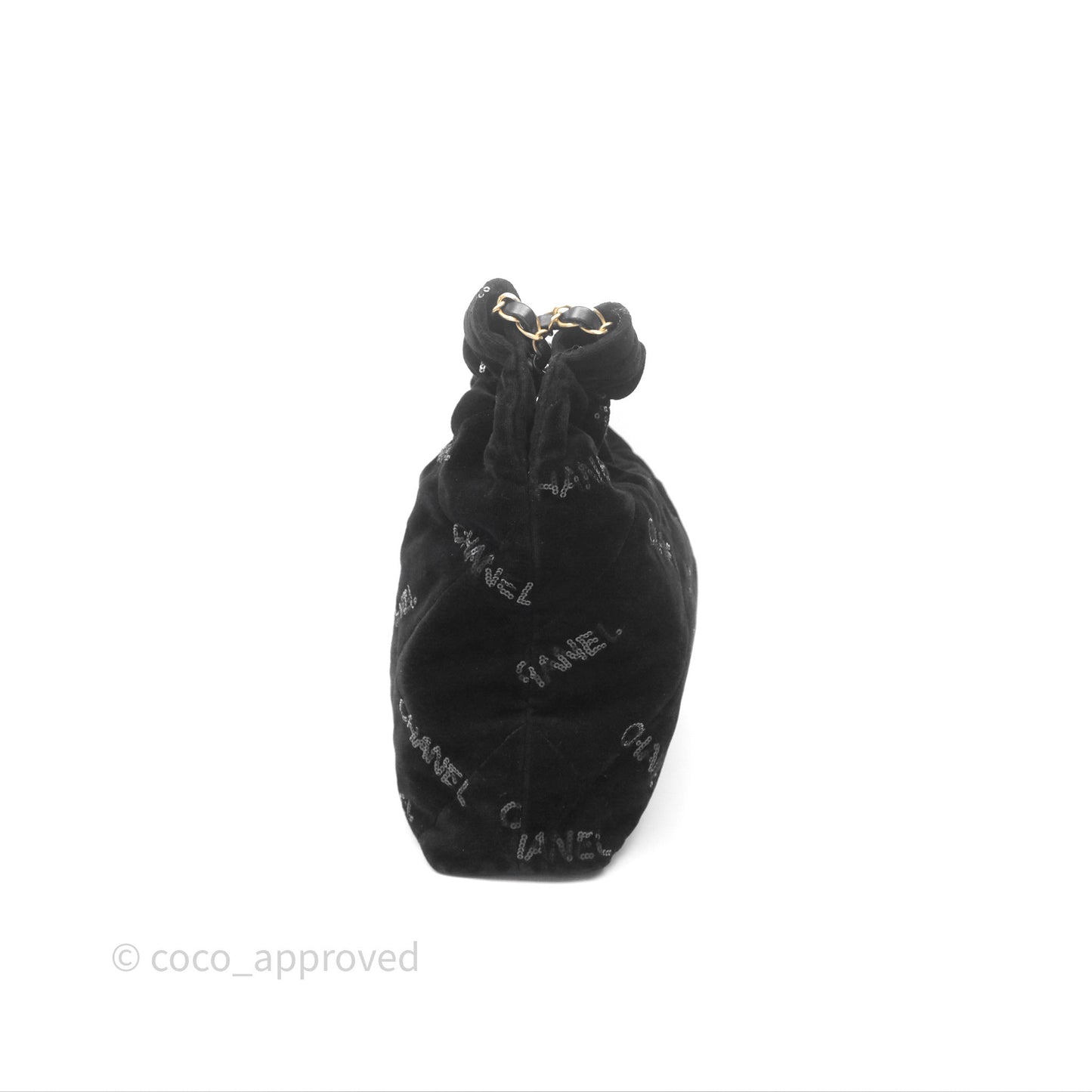 Chanel 22 Small Sequins Logo Black Velvet