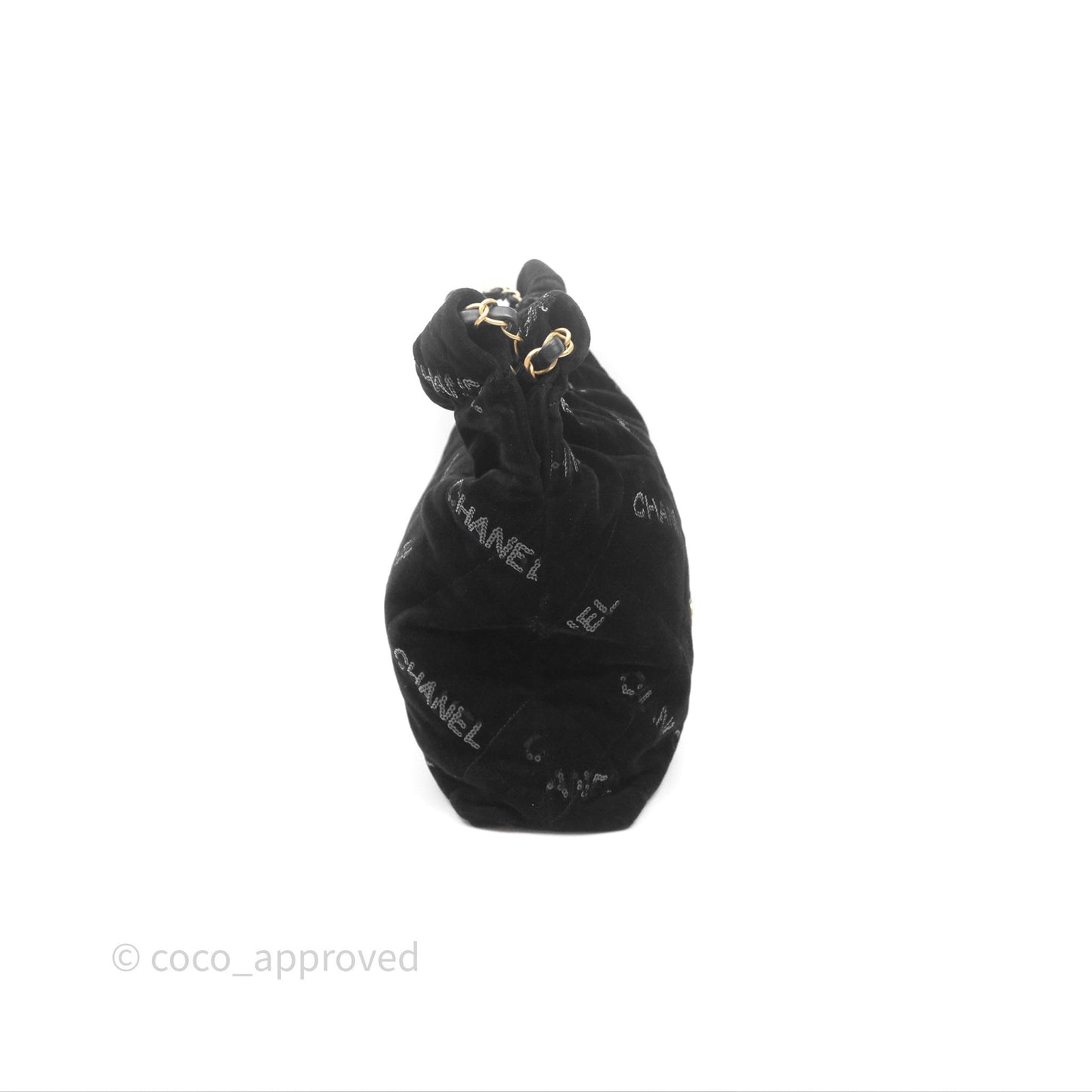Chanel 22 Small Sequins Logo Black Velvet