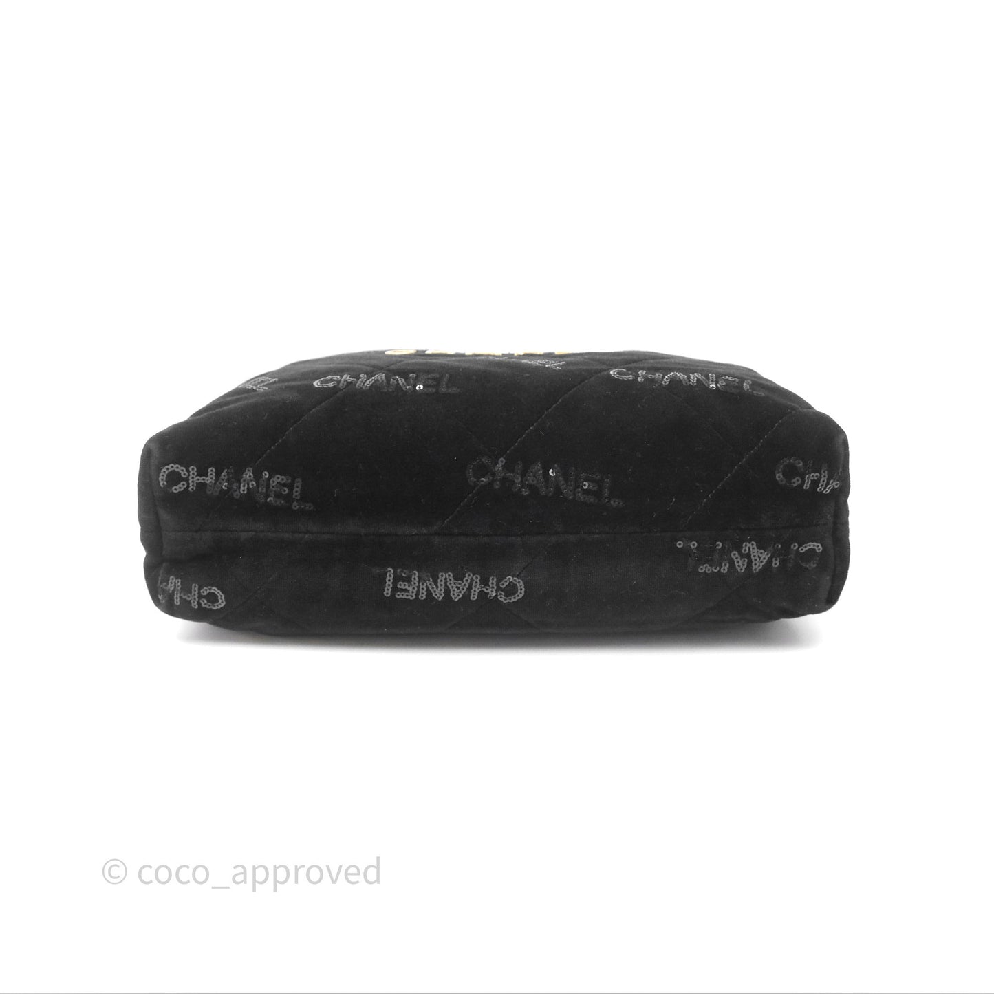 Chanel 22 Small Sequins Logo Black Velvet