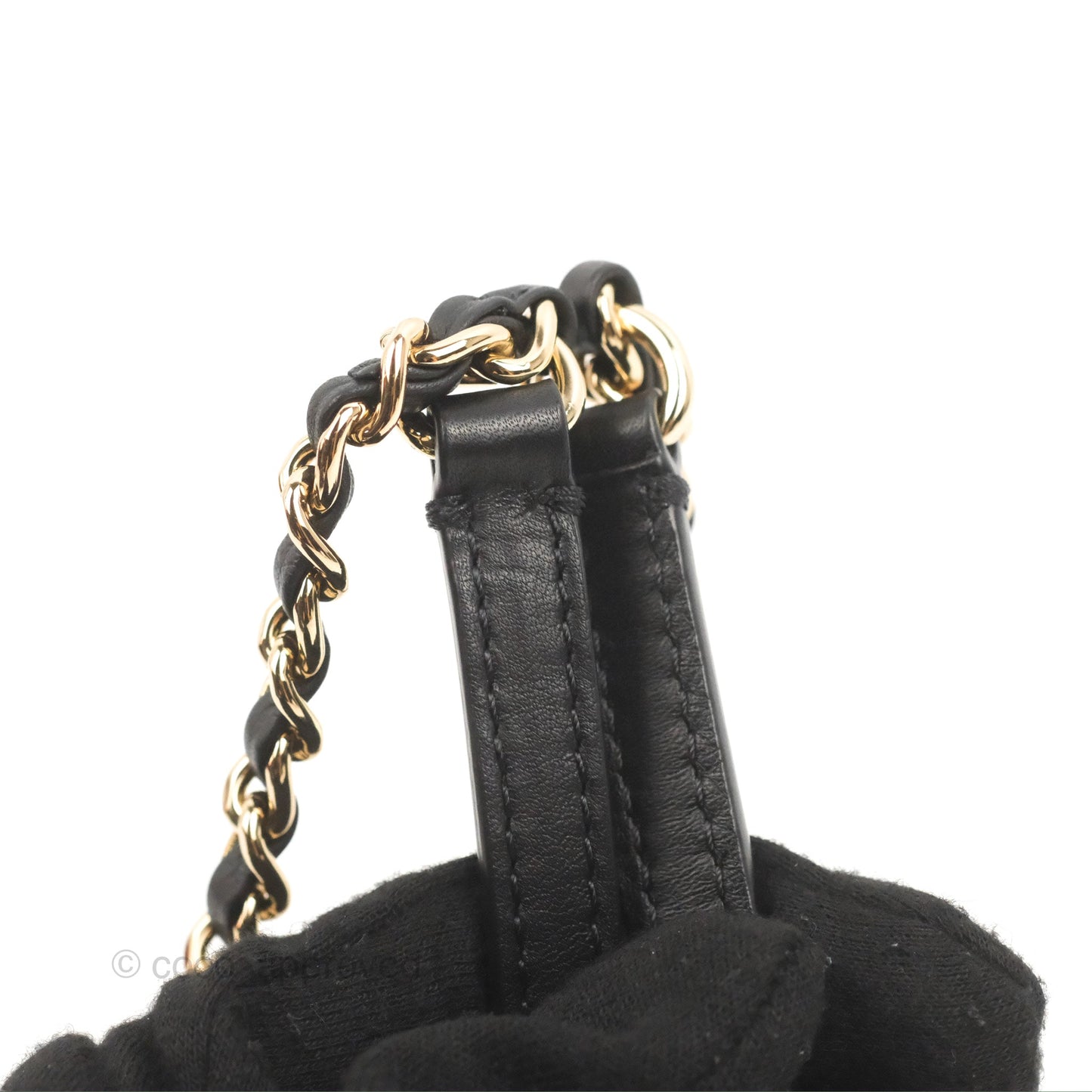 Chanel Quilted Drawstring Bucket Bag Black Calfskin Gold Hardware