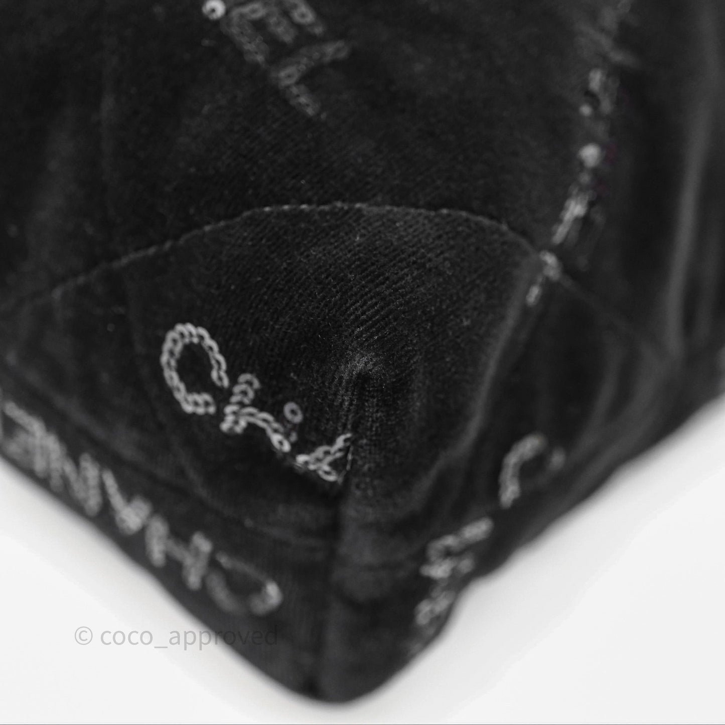 Chanel 22 Small Sequins Logo Black Velvet