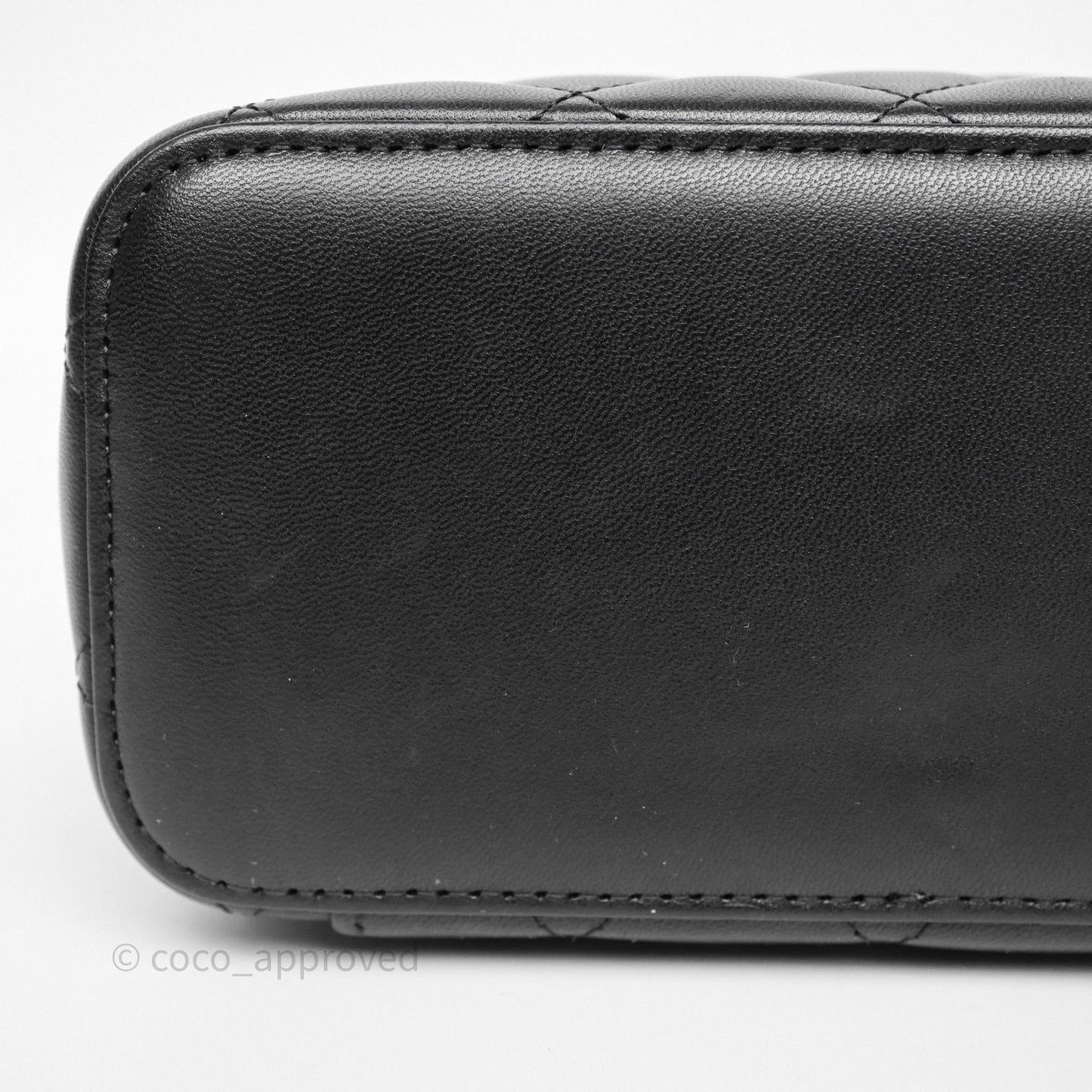 Chanel Vanity Rectangular Top Handle Black Lambskin Gold Hardware