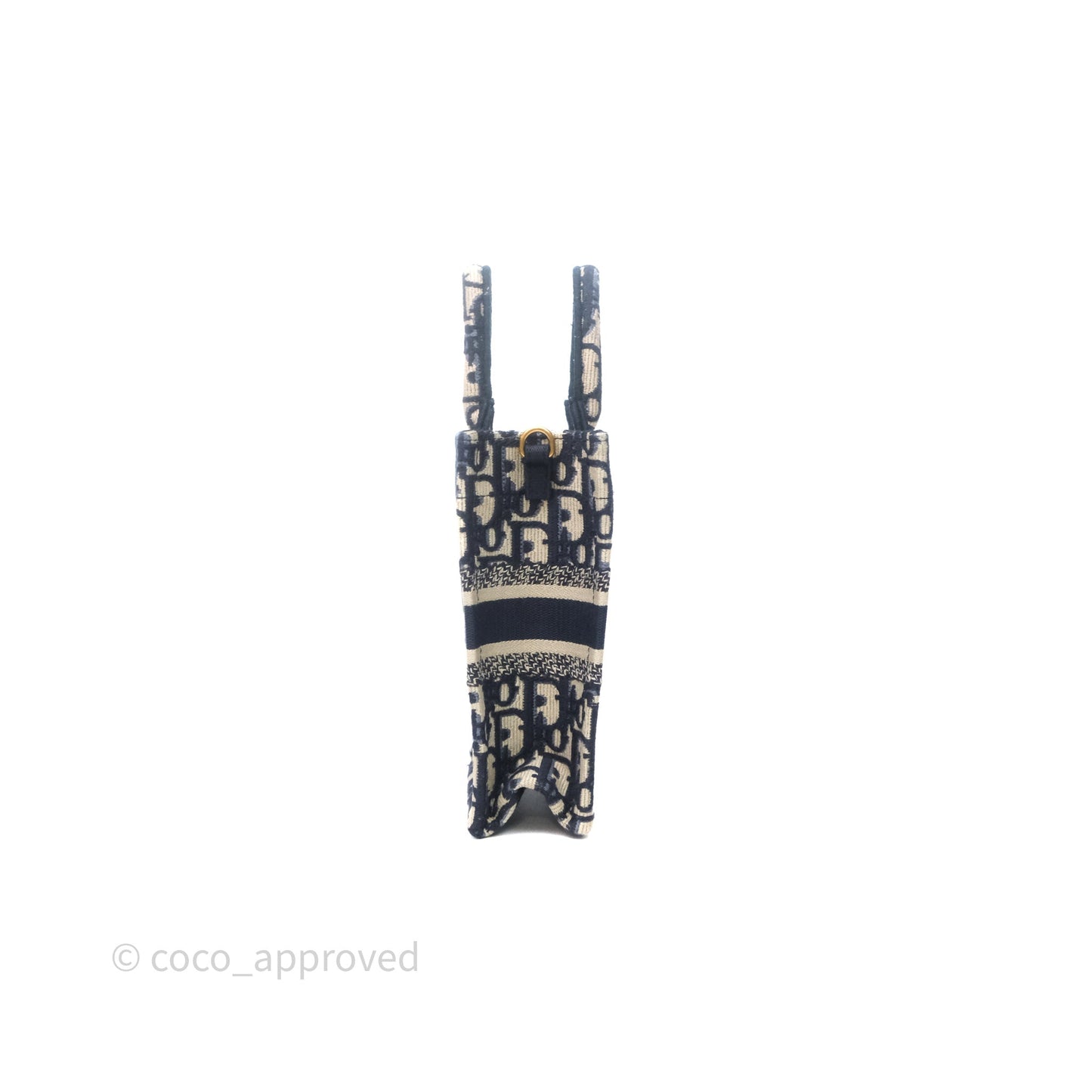 Christian Dior Mini Vertical Navy Oblique Embroidery Canvas Book Tote
