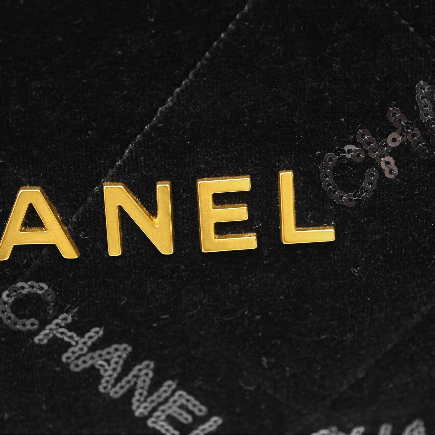 Chanel 22 Small Sequins Logo Black Velvet