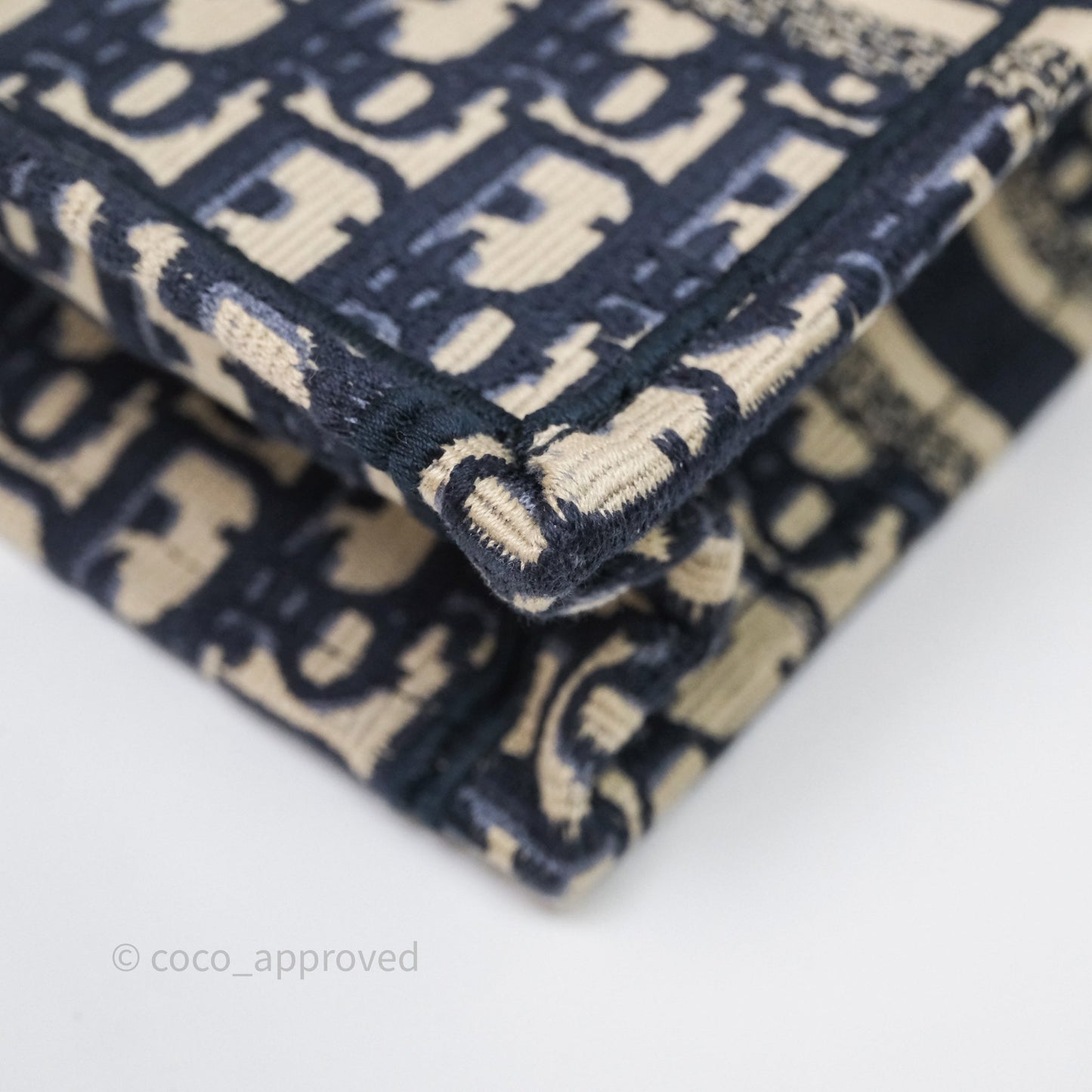 Christian Dior Mini Vertical Navy Oblique Embroidery Canvas Book Tote