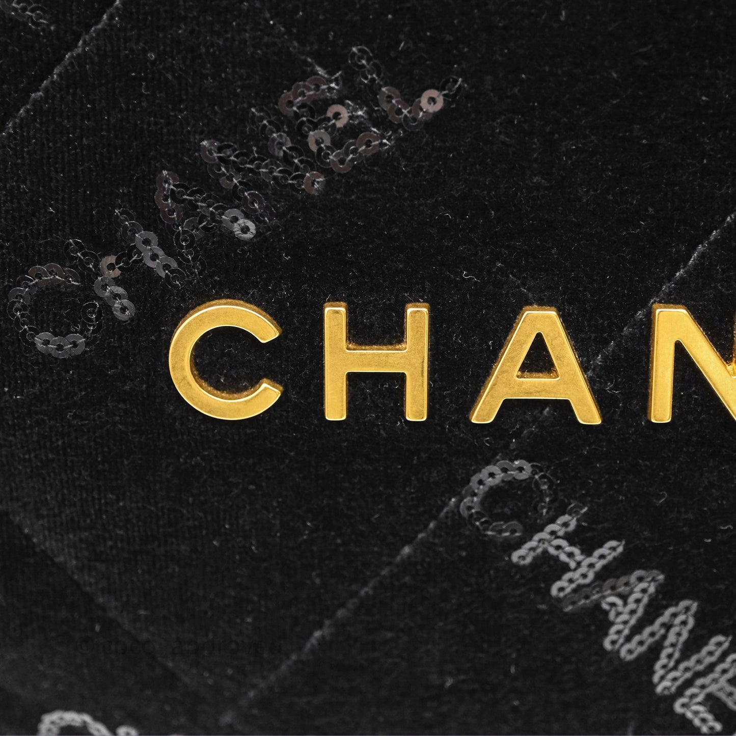 Chanel 22 Small Sequins Logo Black Velvet