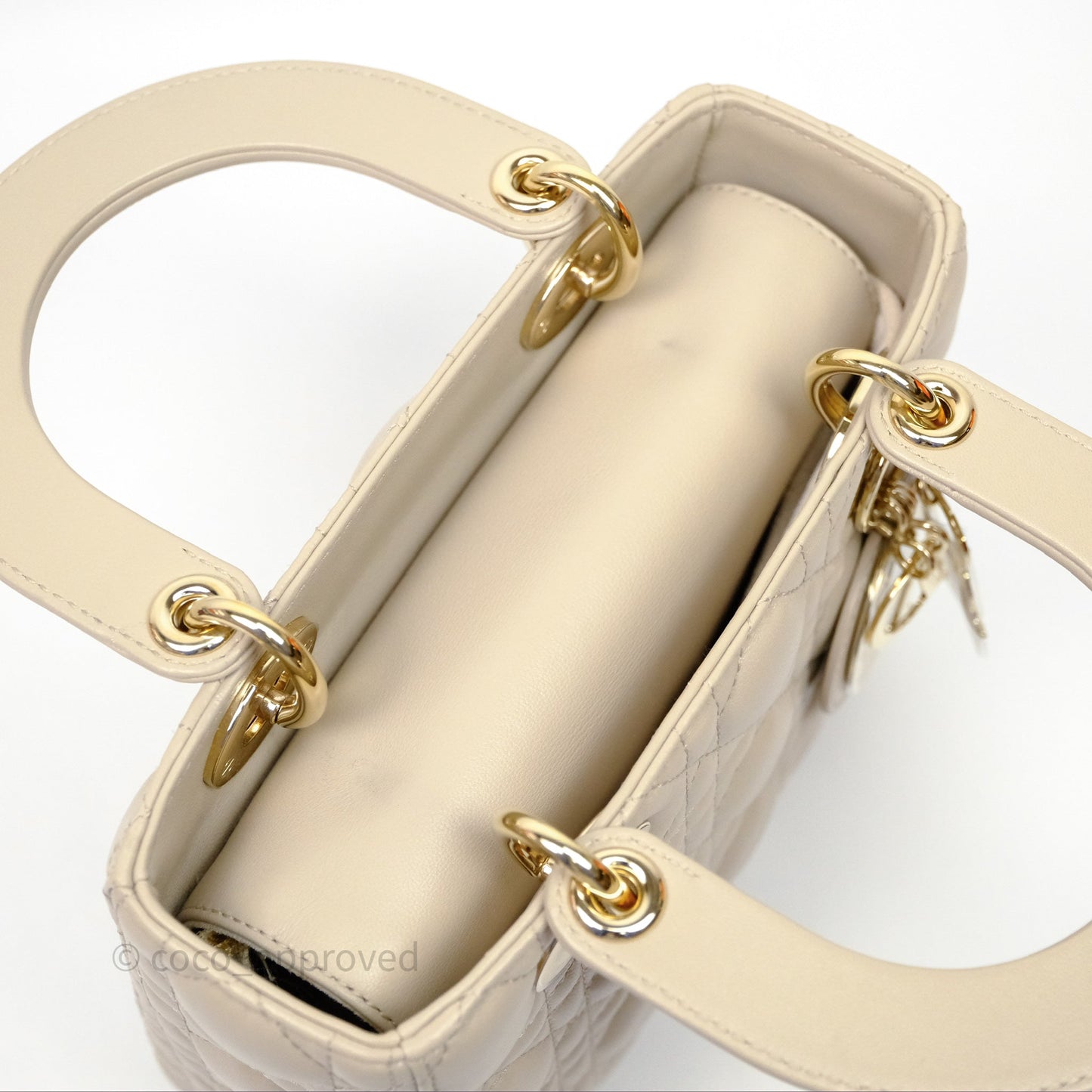 Christian Dior Small Lady Dior My ABCDior Bag Sand Beige Cannage Lambskin