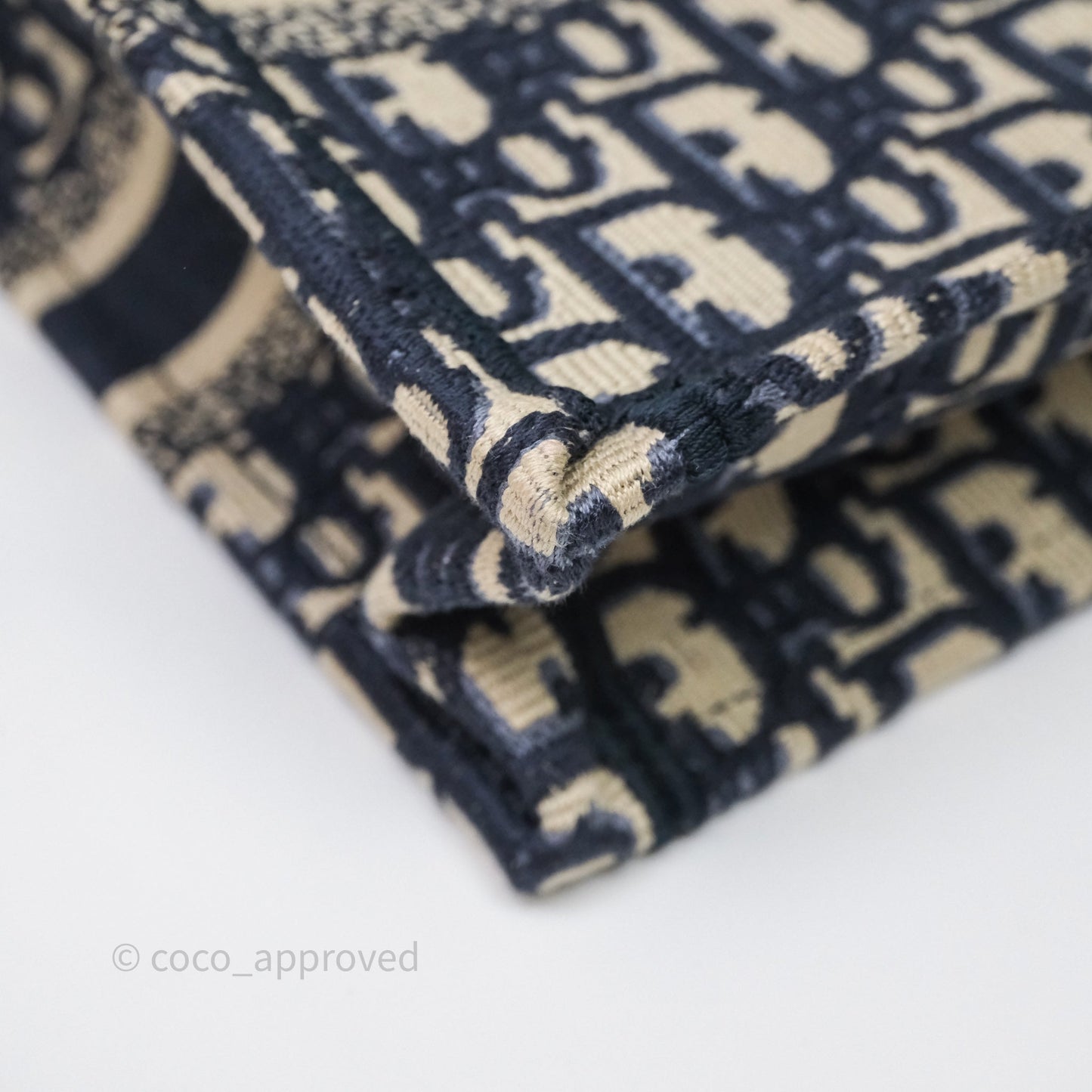 Christian Dior Mini Vertical Navy Oblique Embroidery Canvas Book Tote