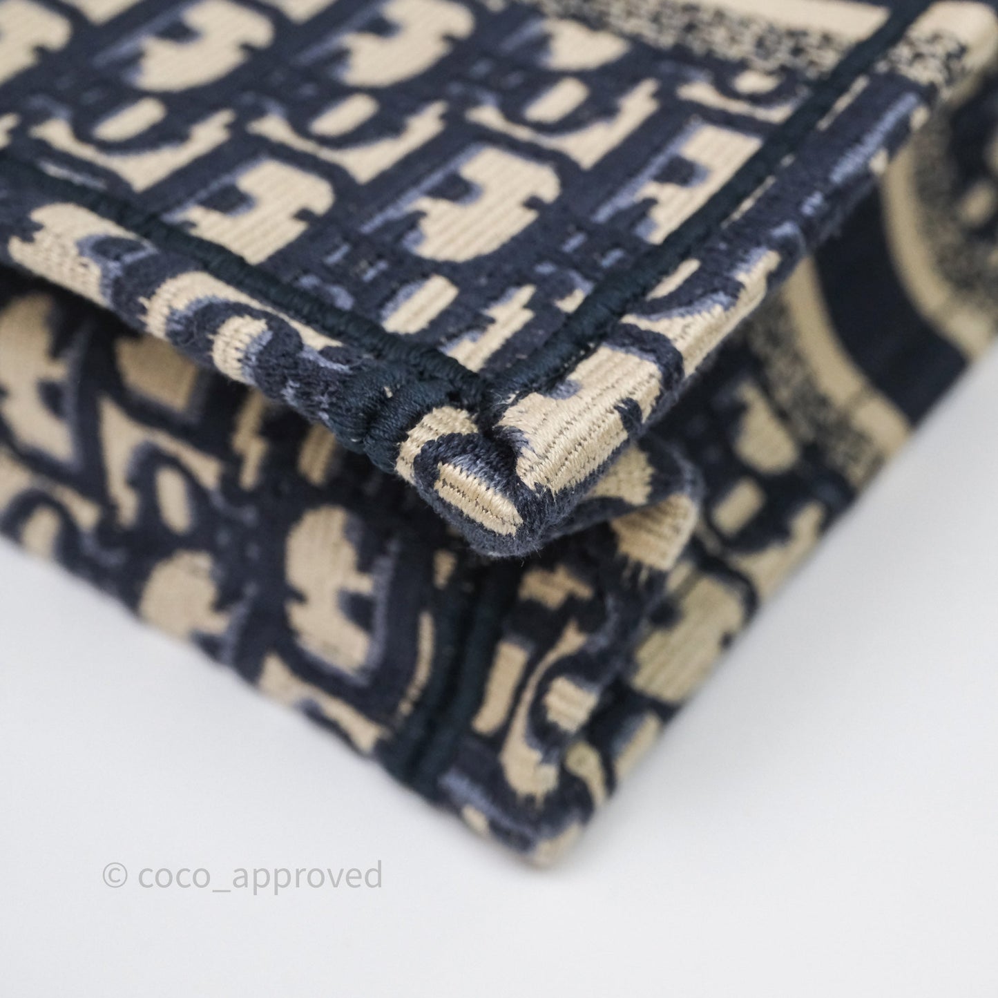 Christian Dior Mini Vertical Navy Oblique Embroidery Canvas Book Tote