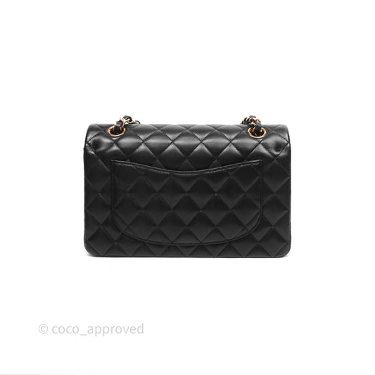 Chanel Small Classic Flap Quilted Black Lambskin Rose Gold Hardware