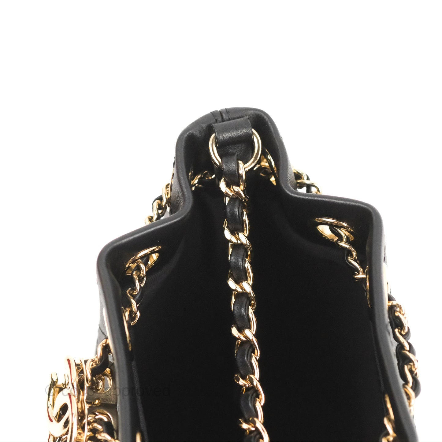 Chanel Quilted Drawstring Bucket Bag Black Calfskin Gold Hardware