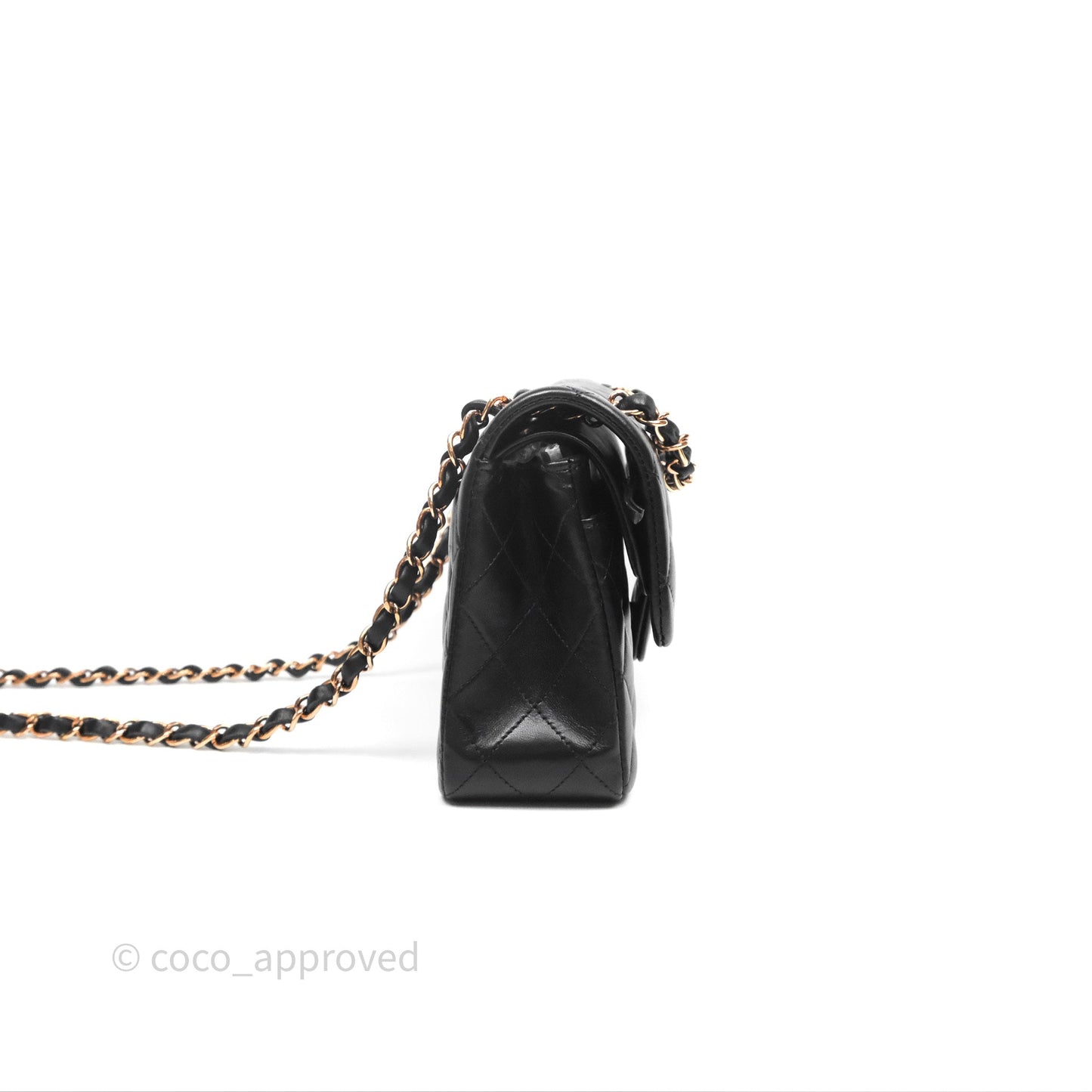 Chanel Small Classic Flap Quilted Black Lambskin Rose Gold Hardware