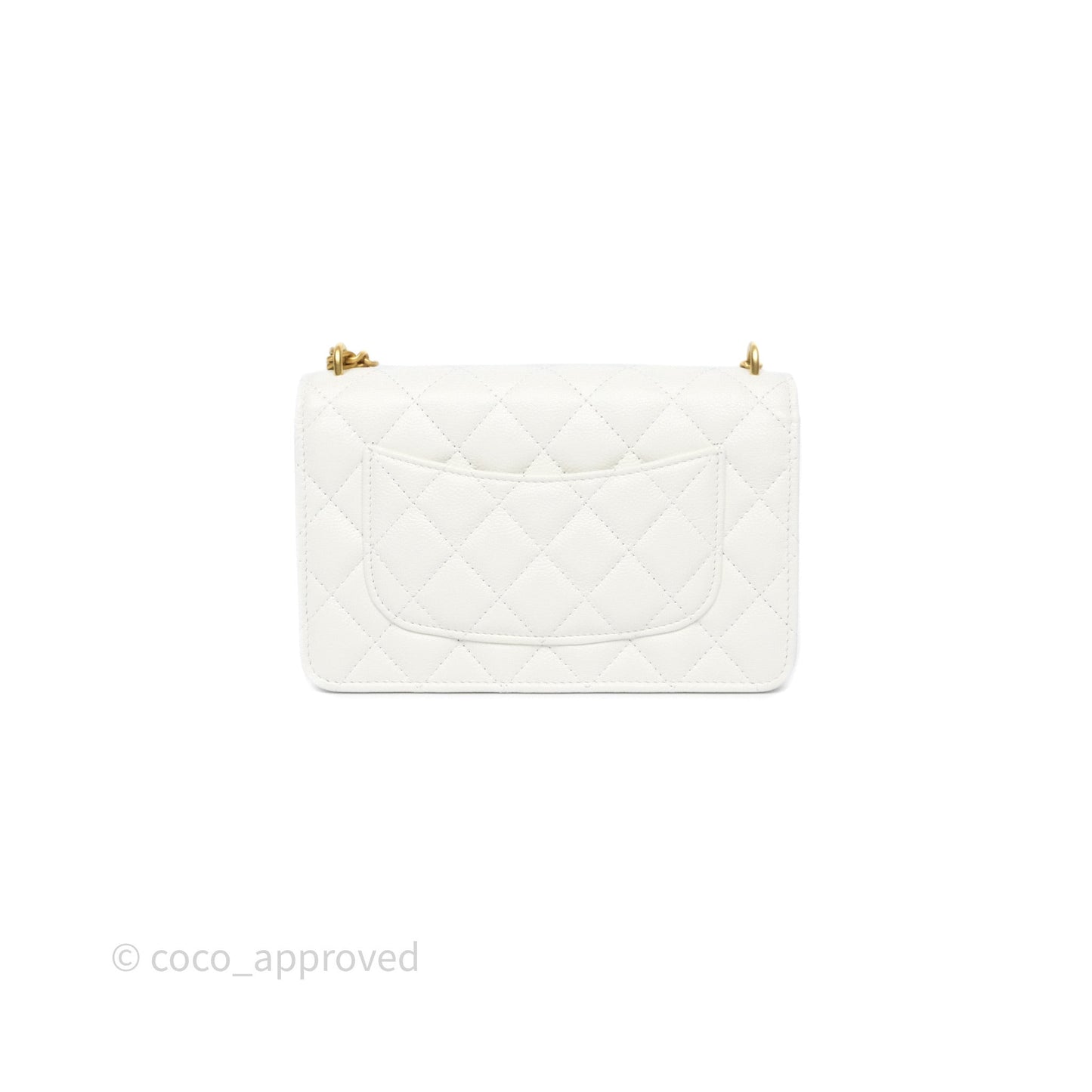 Chanel Heart Adjustable Chain WOC White Caviar Aged Gold Hardware