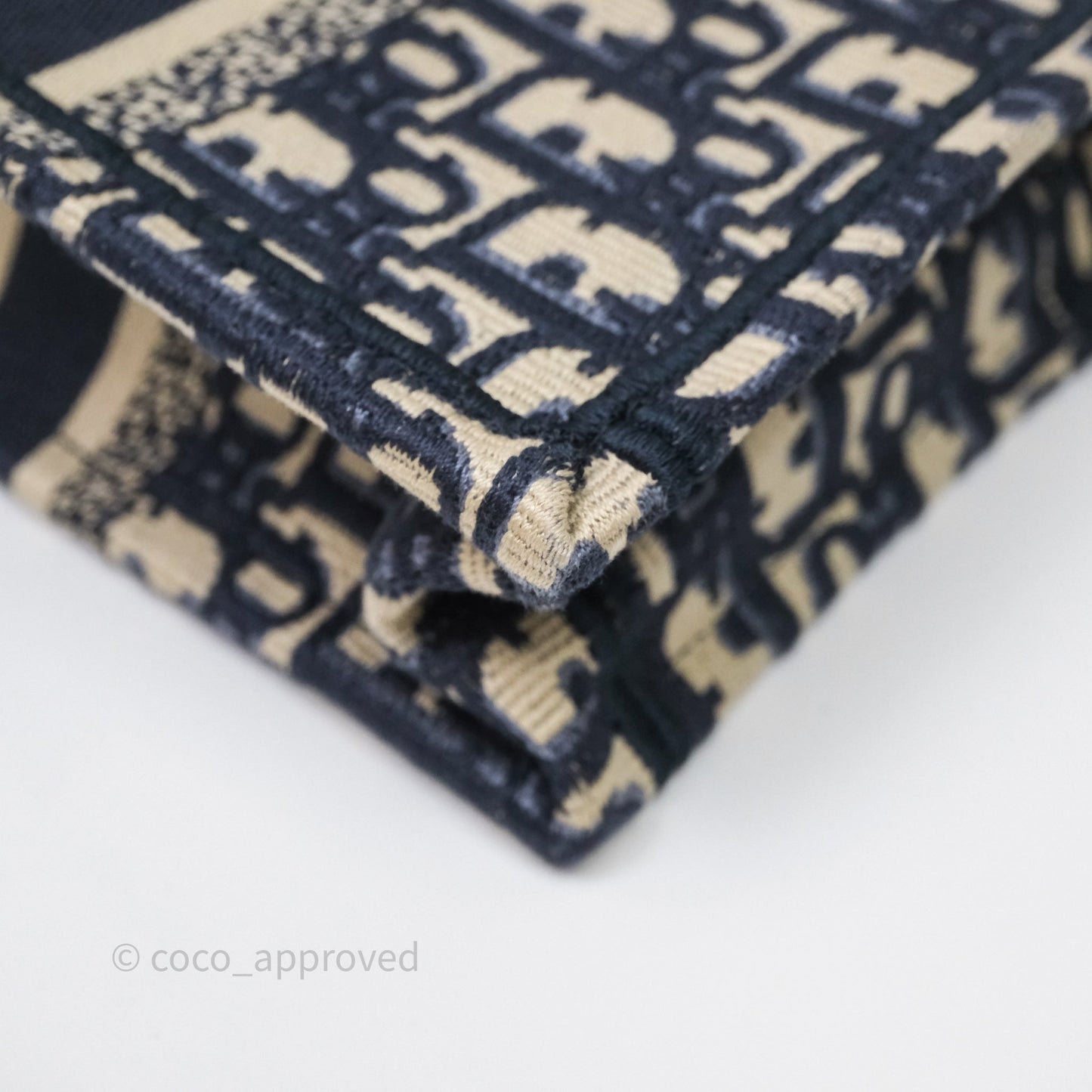 Christian Dior Mini Vertical Navy Oblique Embroidery Canvas Book Tote