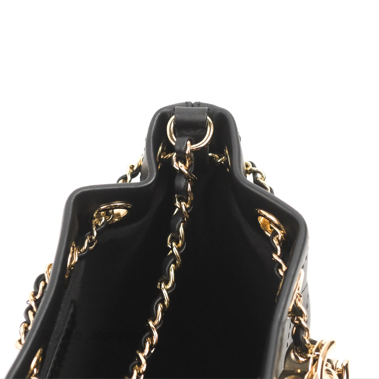 Chanel Quilted Drawstring Bucket Bag Black Calfskin Gold Hardware