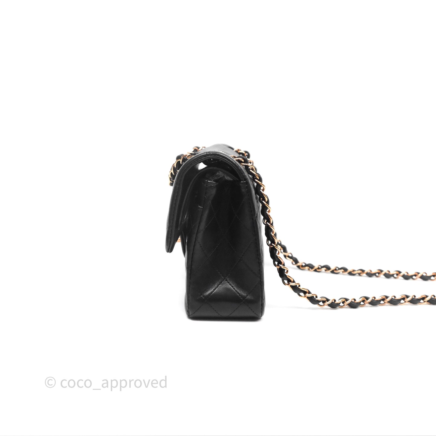 Chanel Small Classic Flap Quilted Black Lambskin Rose Gold Hardware