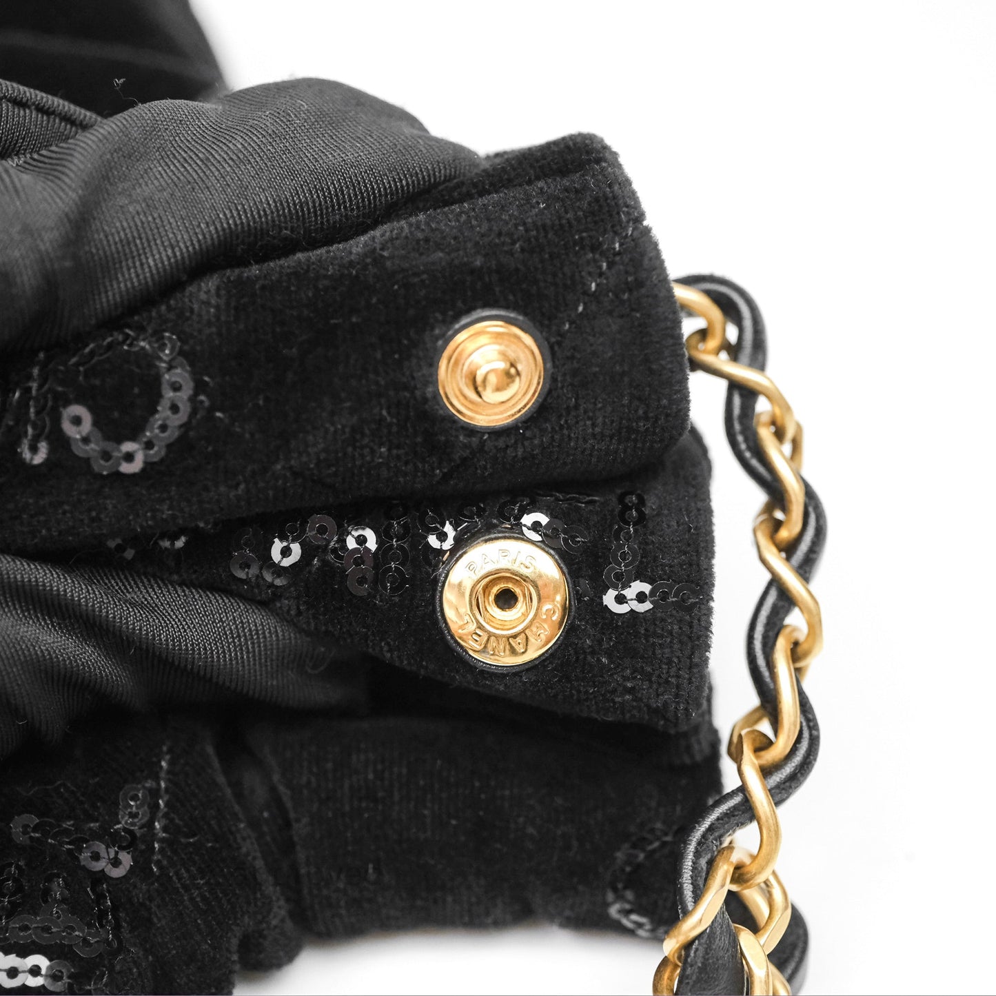 Chanel 22 Small Sequins Logo Black Velvet