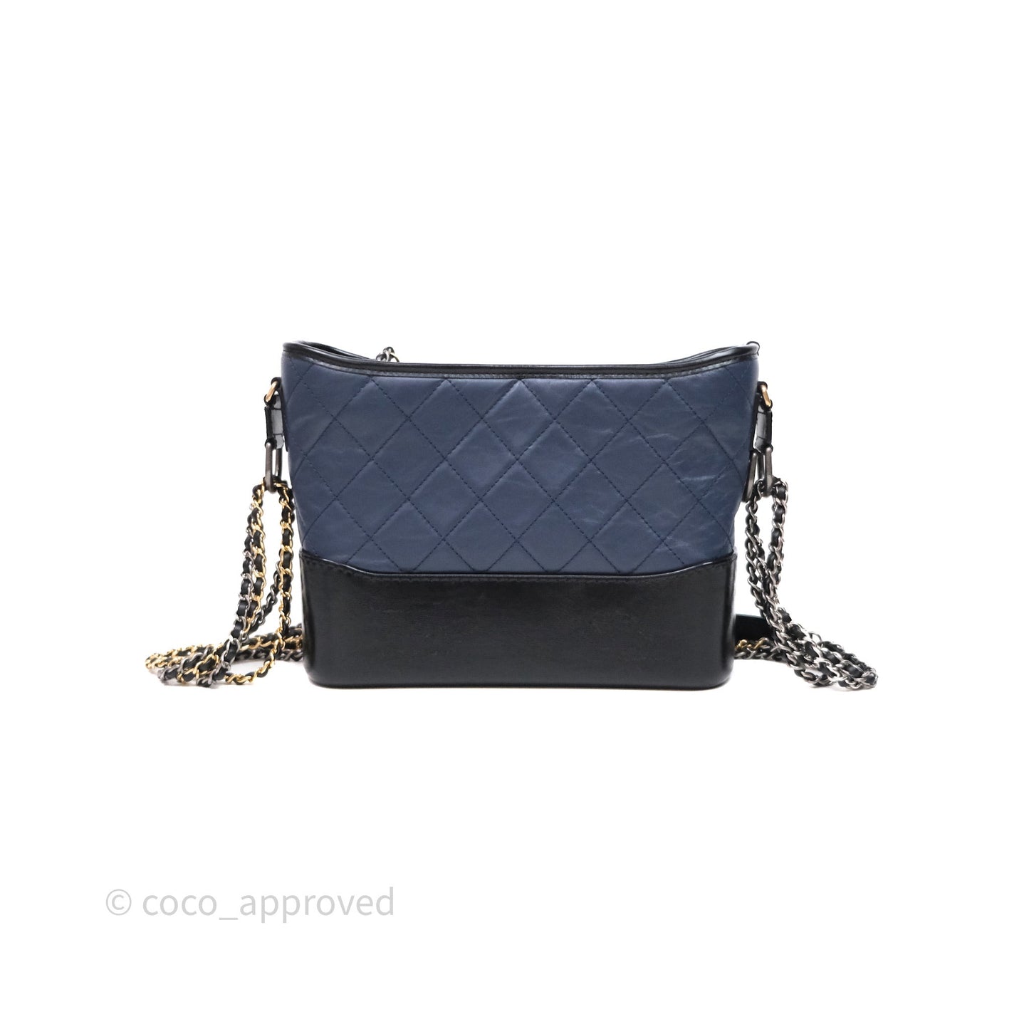 Chanel New Medium Gabrielle Hobo Quilted Navy Black Aged Calfskin