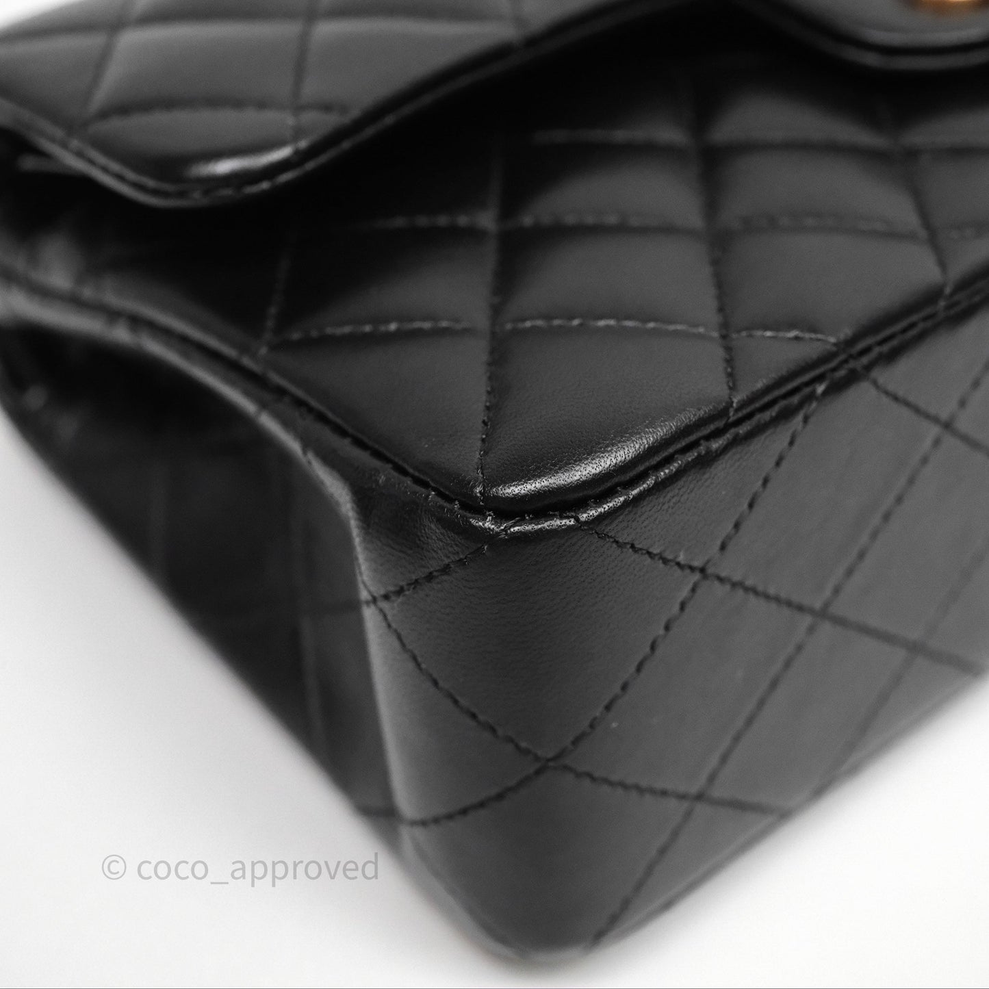 Chanel Small Classic Flap Quilted Black Lambskin Rose Gold Hardware
