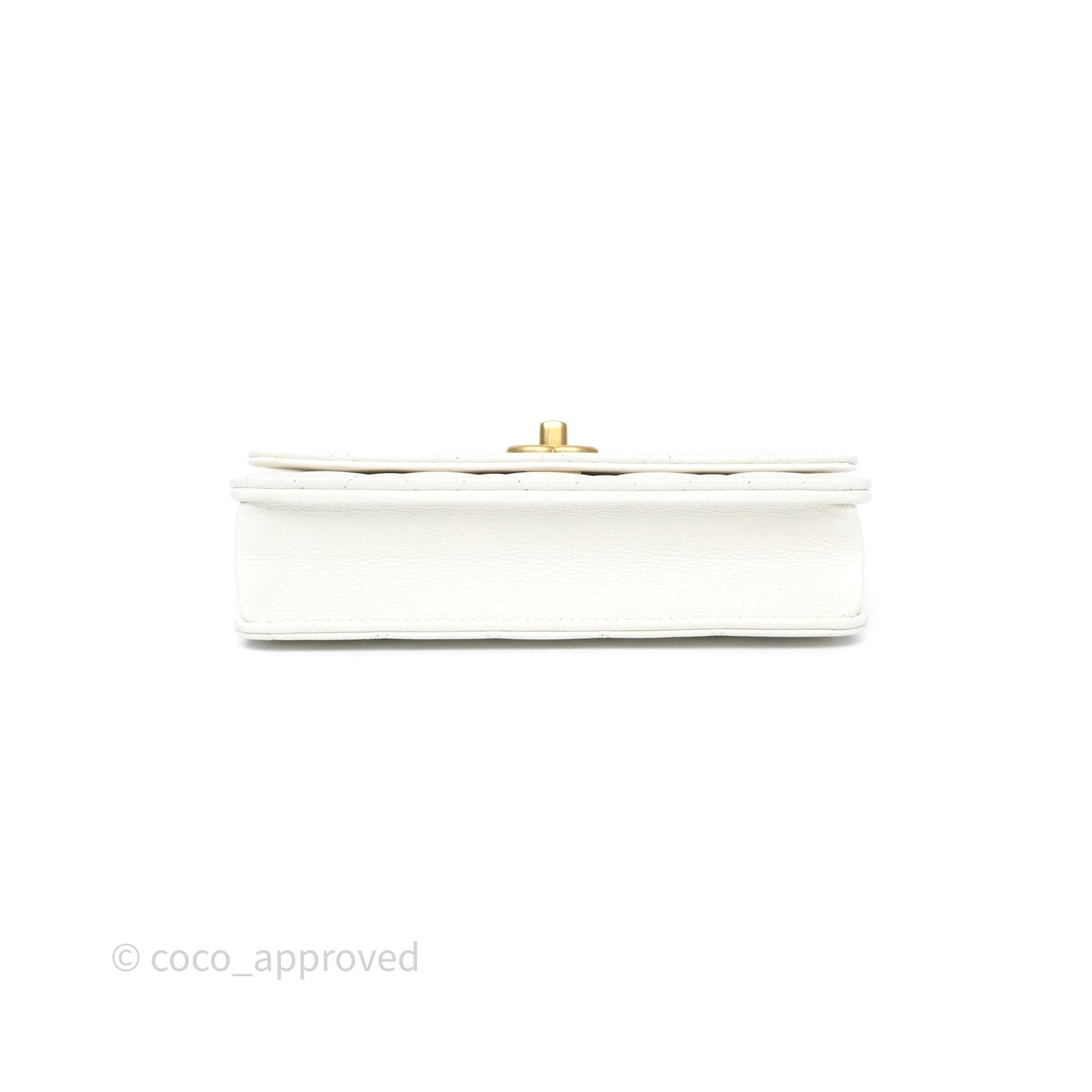 Chanel Heart Adjustable Chain WOC White Caviar Aged Gold Hardware