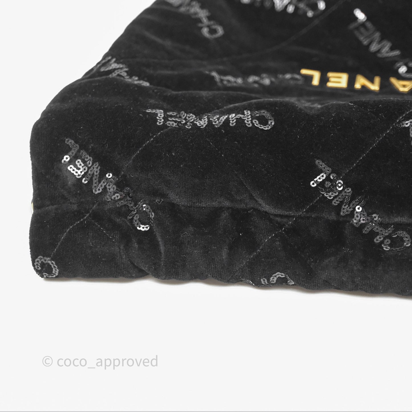 Chanel 22 Small Sequins Logo Black Velvet