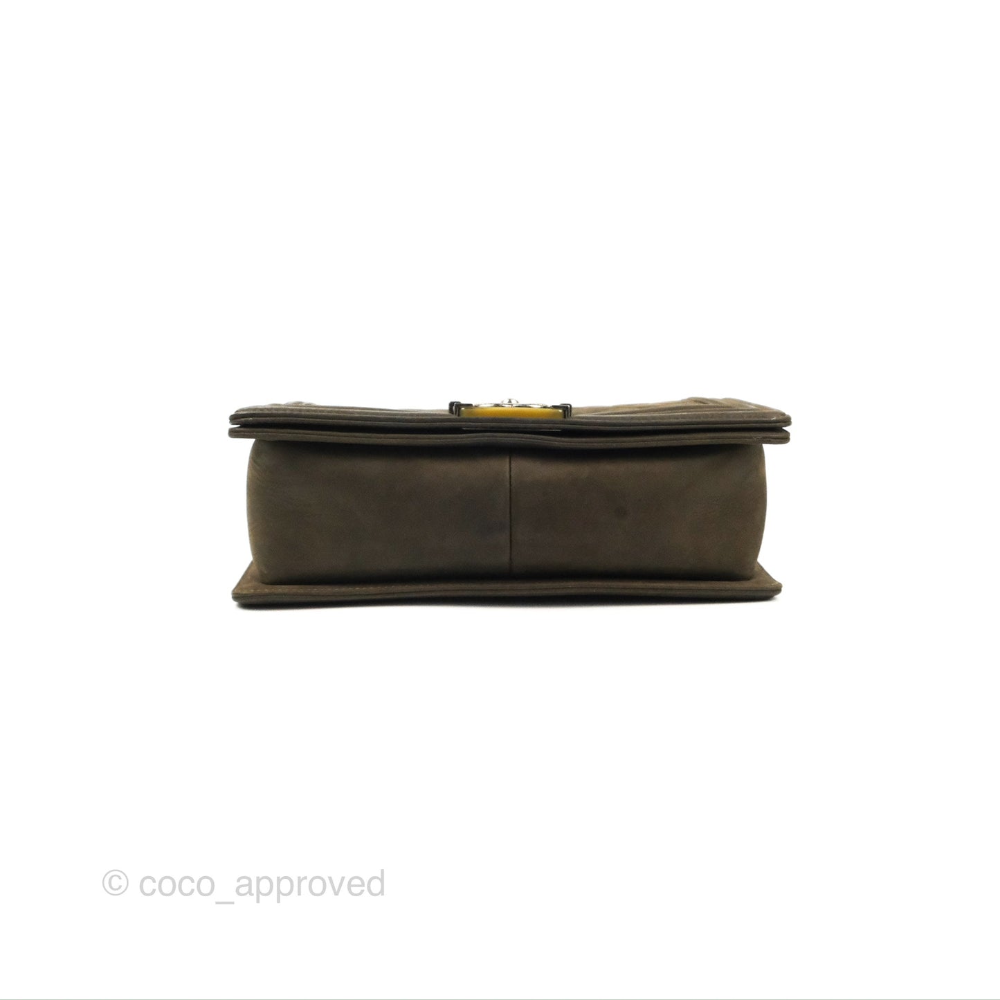 Chanel Quilted Medium Boy Dark Green Calfskin Ruthenium Hardware