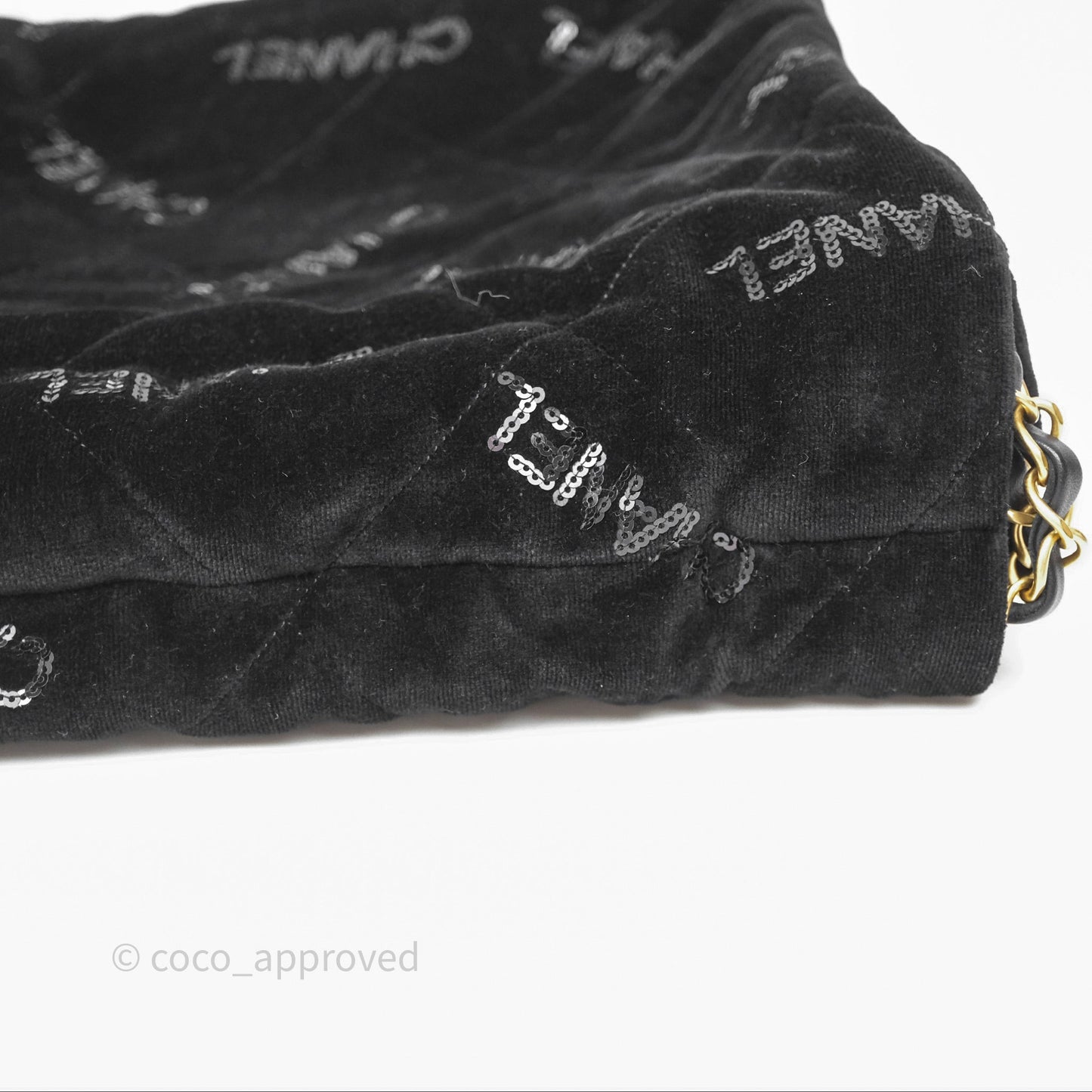 Chanel 22 Small Sequins Logo Black Velvet