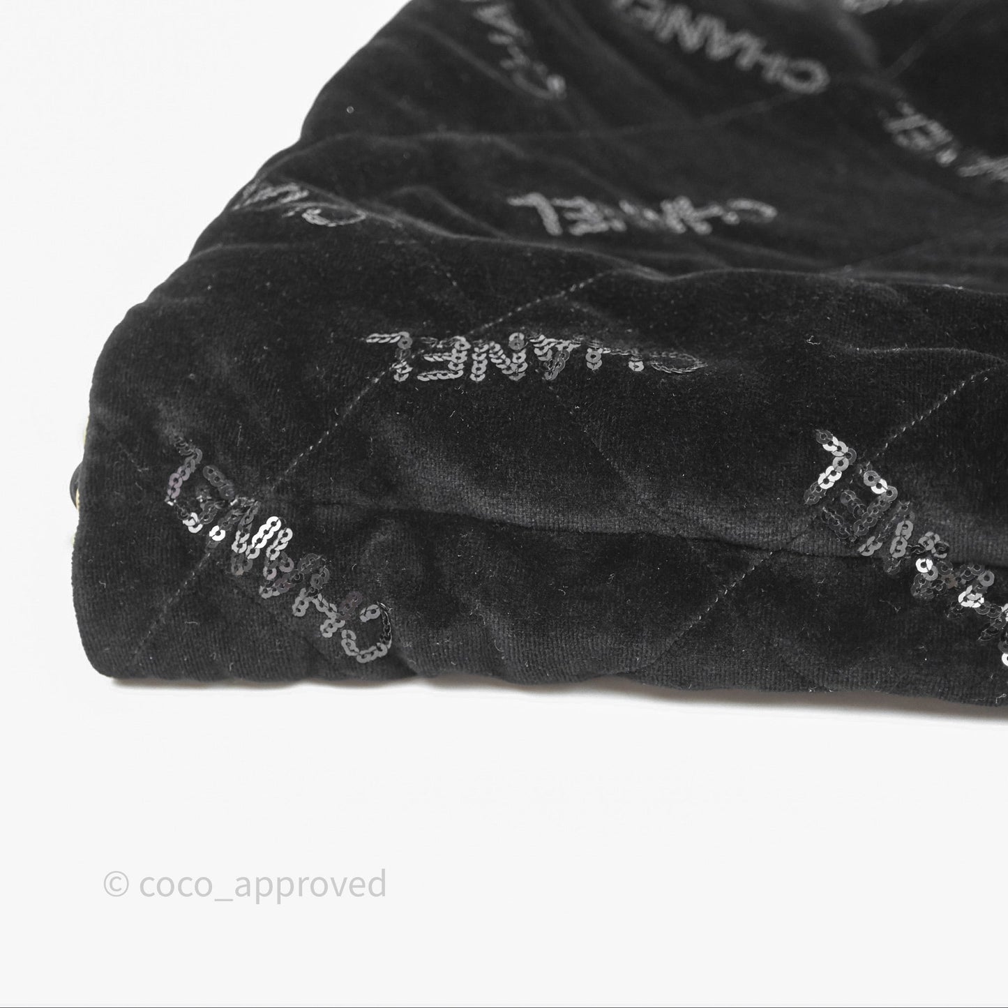 Chanel 22 Small Sequins Logo Black Velvet