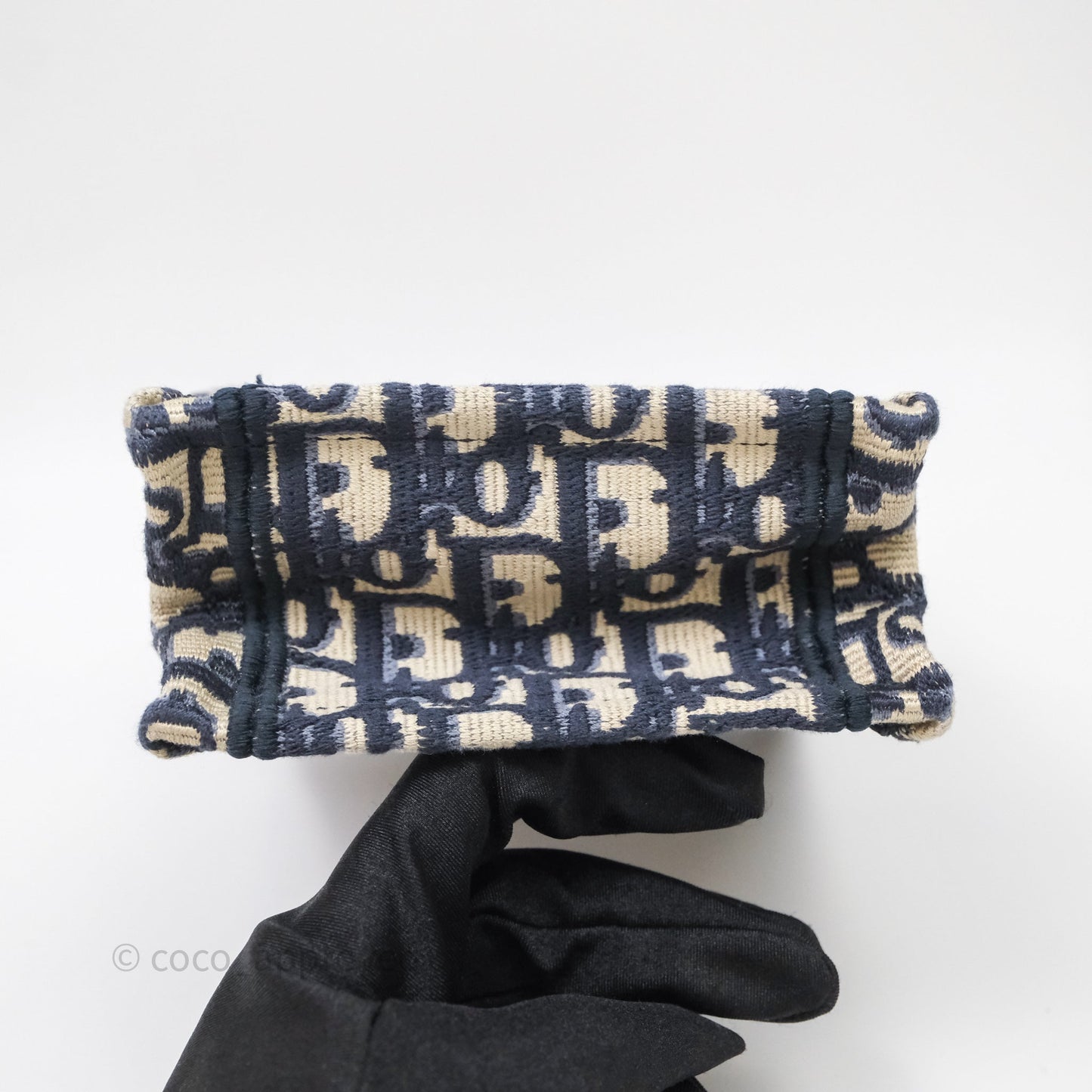 Christian Dior Mini Vertical Navy Oblique Embroidery Canvas Book Tote