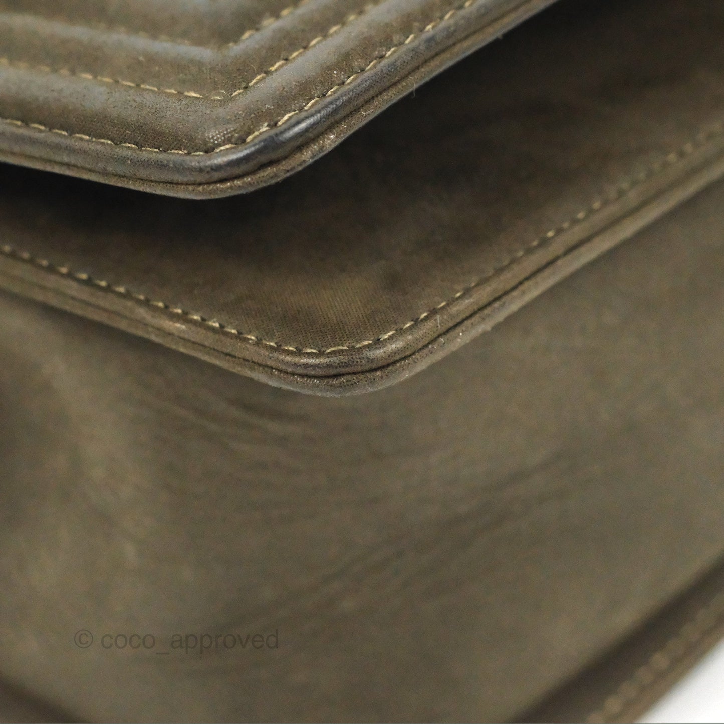 Chanel Quilted Medium Boy Dark Green Calfskin Ruthenium Hardware