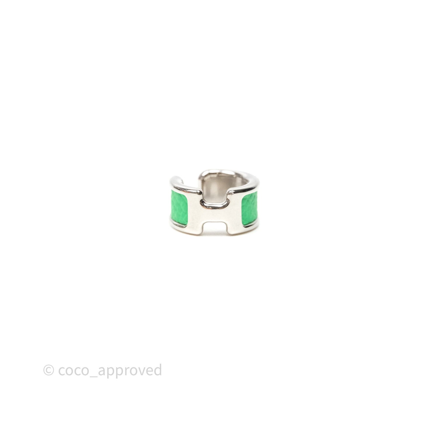 Hermes Olympe Ear Cuff Small Model Vert Comics 0Z Epsom Palladium Hardware