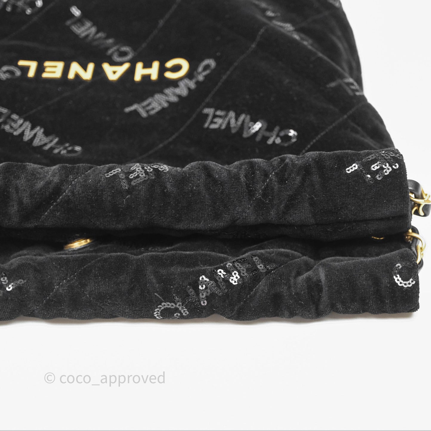 Chanel 22 Small Sequins Logo Black Velvet