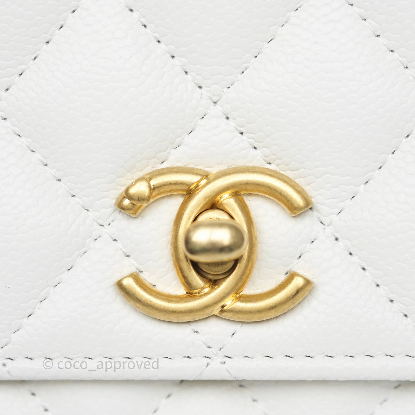 Chanel Heart Adjustable Chain WOC White Caviar Aged Gold Hardware