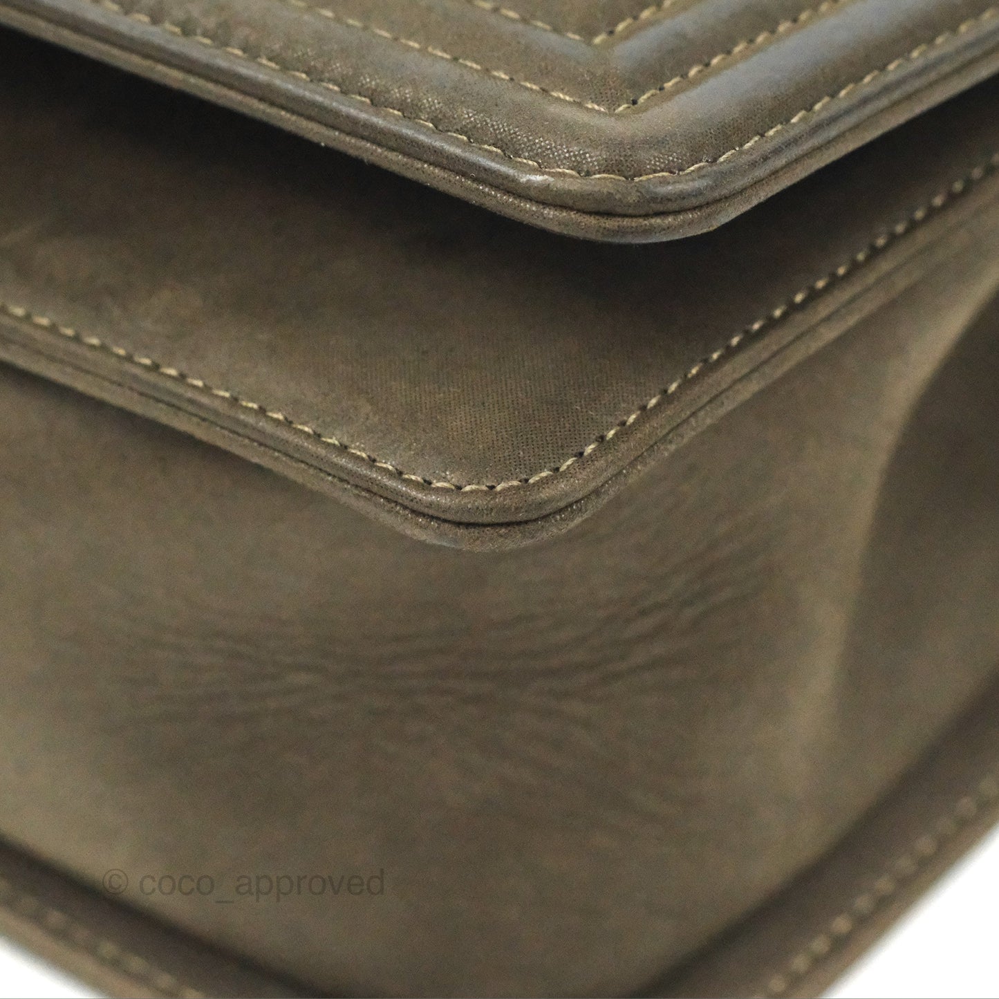 Chanel Quilted Medium Boy Dark Green Calfskin Ruthenium Hardware