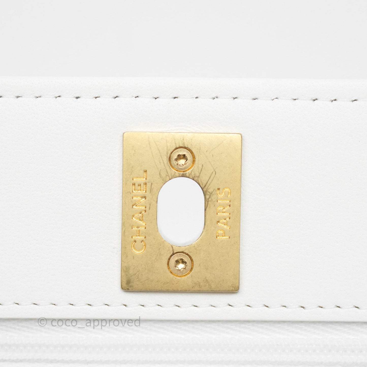 Chanel Heart Adjustable Chain WOC White Caviar Aged Gold Hardware