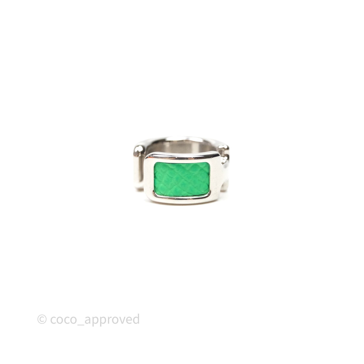 Hermes Olympe Ear Cuff Small Model Vert Comics 0Z Epsom Palladium Hardware