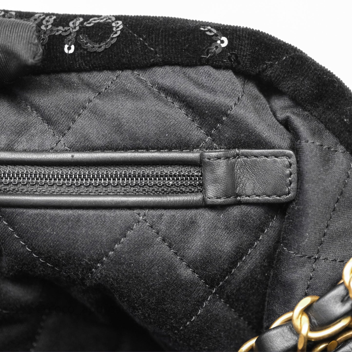 Chanel 22 Small Sequins Logo Black Velvet