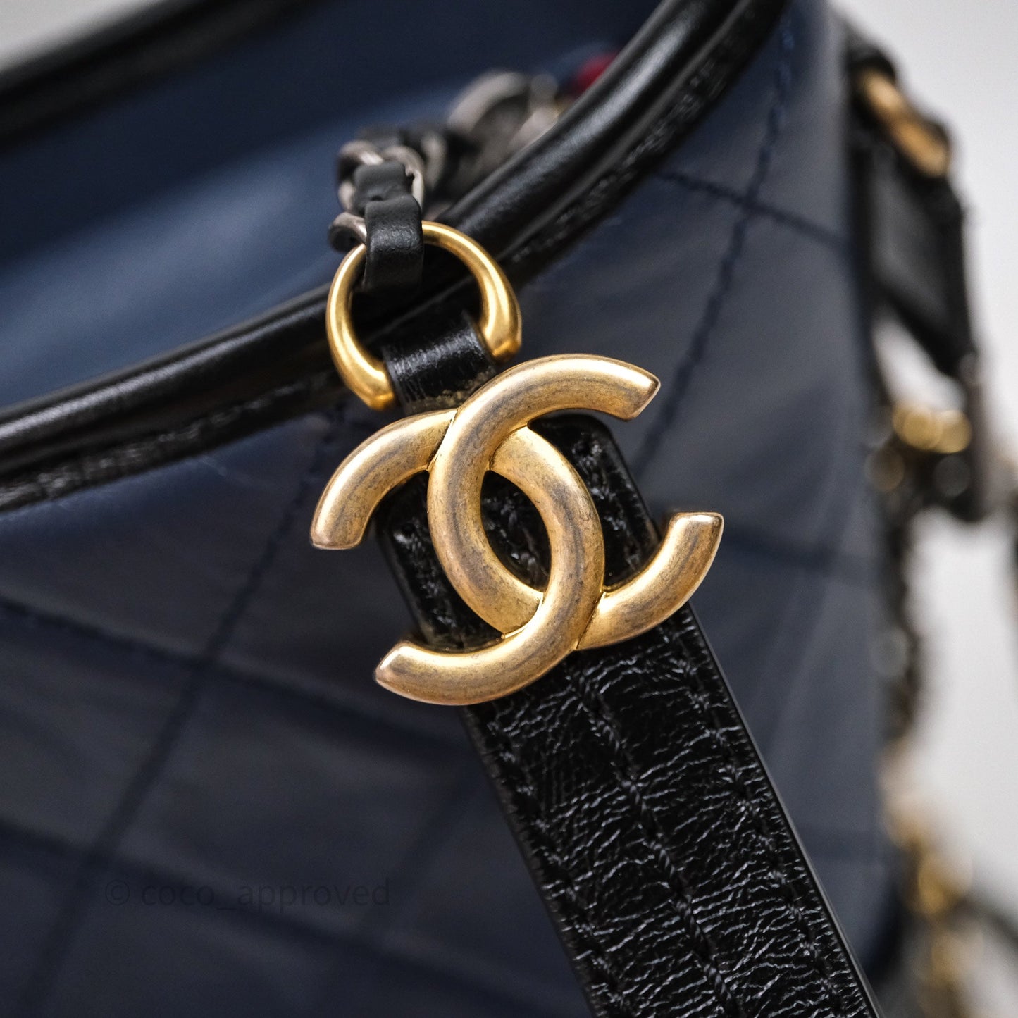Chanel New Medium Gabrielle Hobo Quilted Navy Black Aged Calfskin