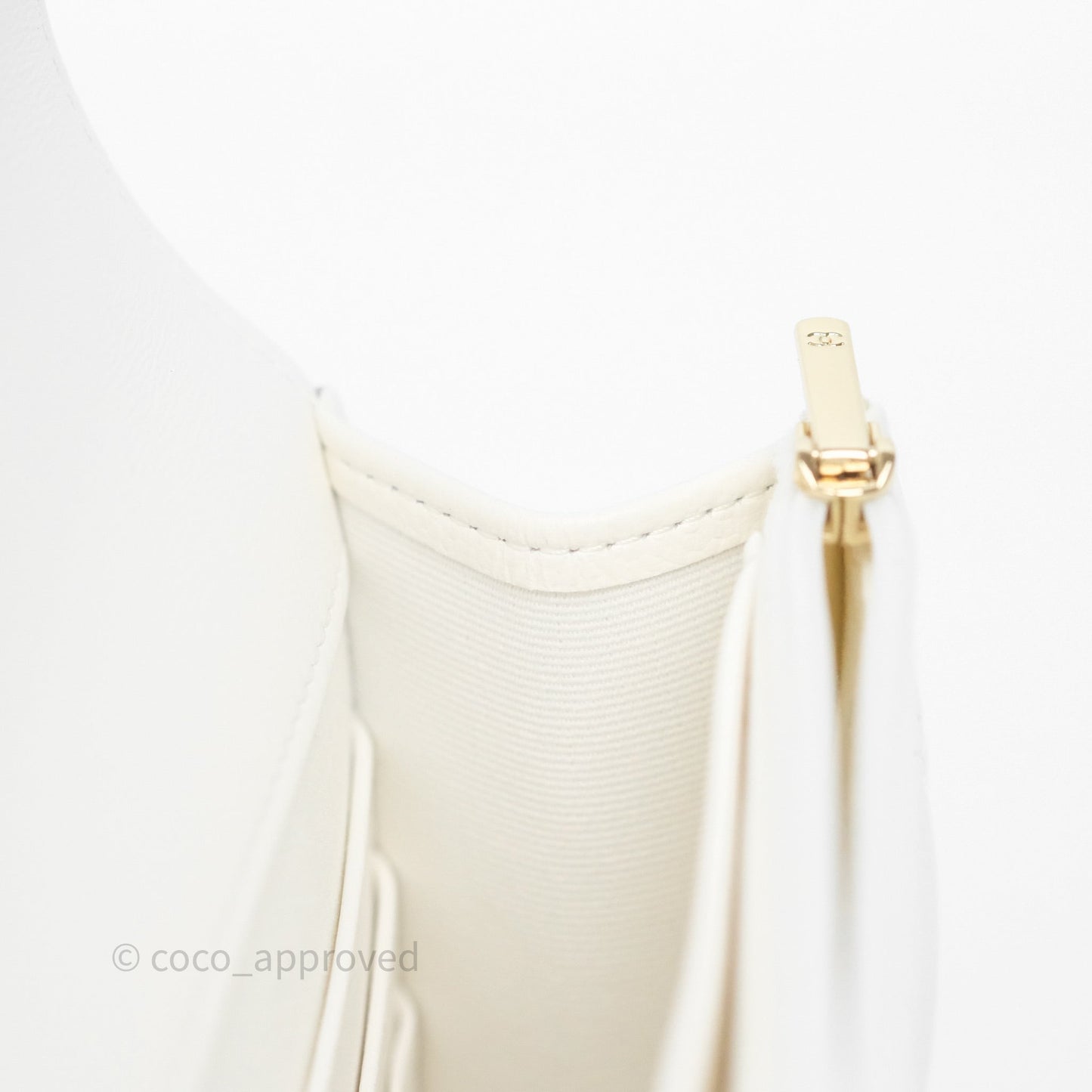 Chanel Heart Adjustable Chain WOC White Caviar Aged Gold Hardware