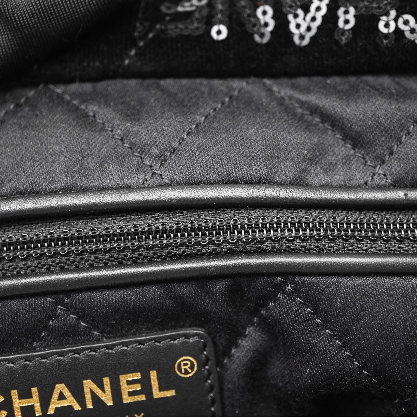 Chanel 22 Small Sequins Logo Black Velvet
