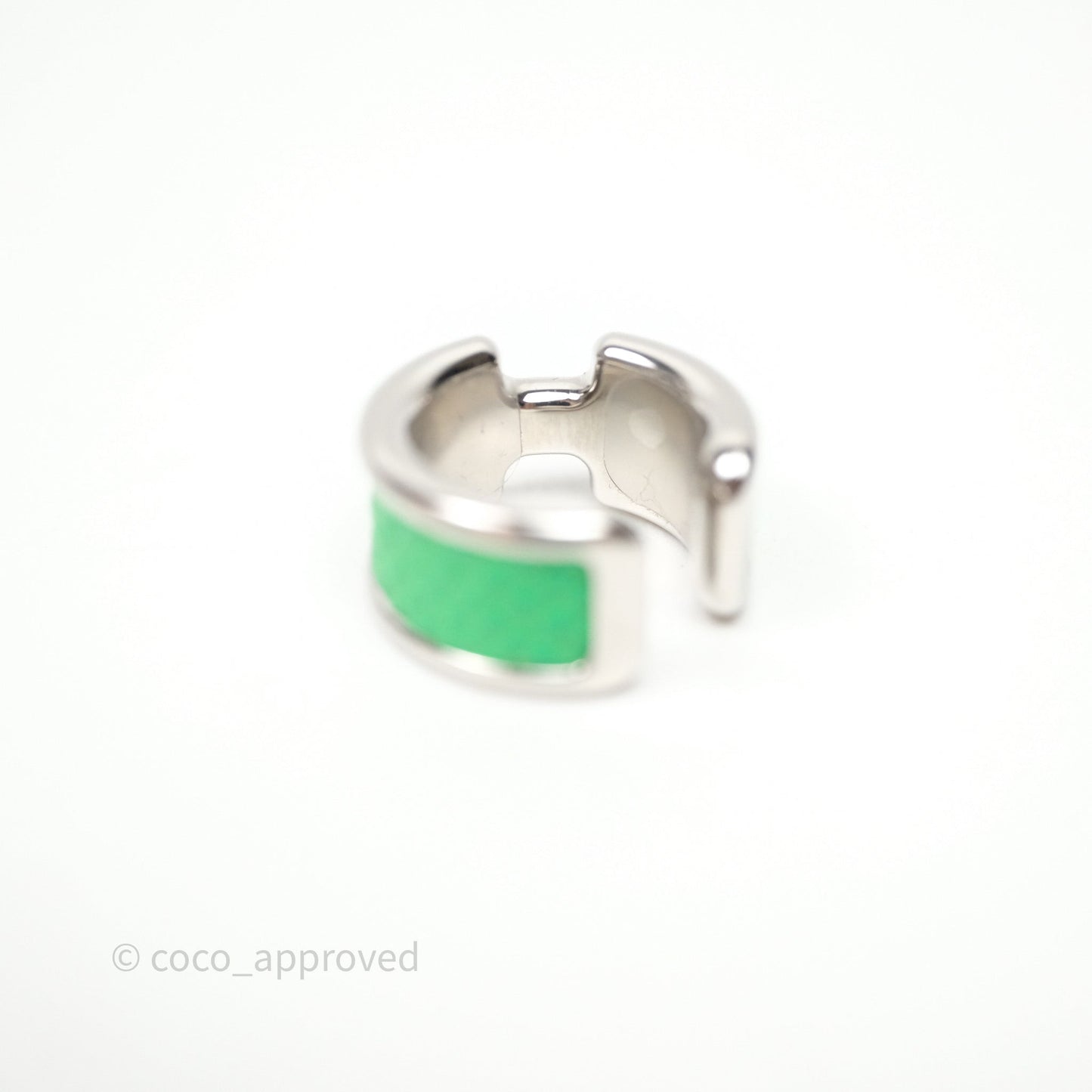Hermes Olympe Ear Cuff Small Model Vert Comics 0Z Epsom Palladium Hardware