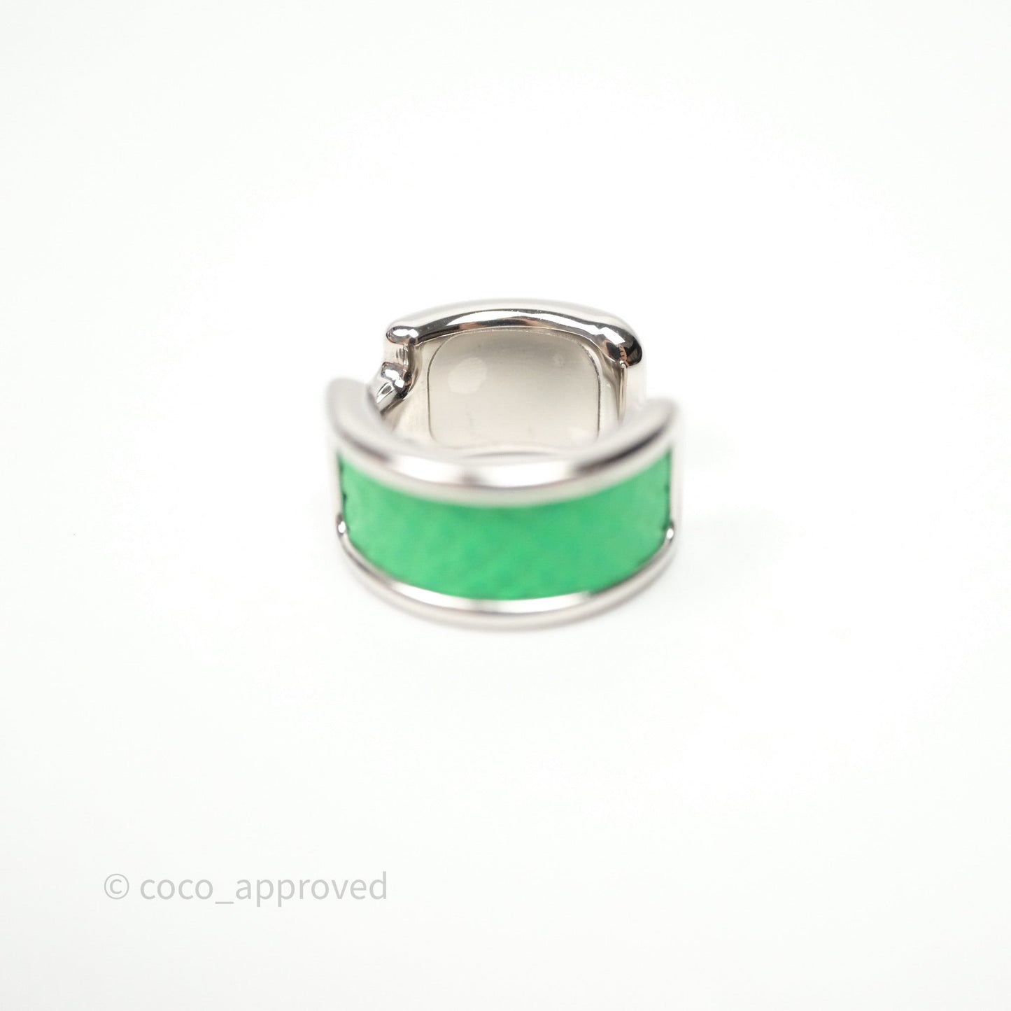 Hermes Olympe Ear Cuff Small Model Vert Comics 0Z Epsom Palladium Hardware